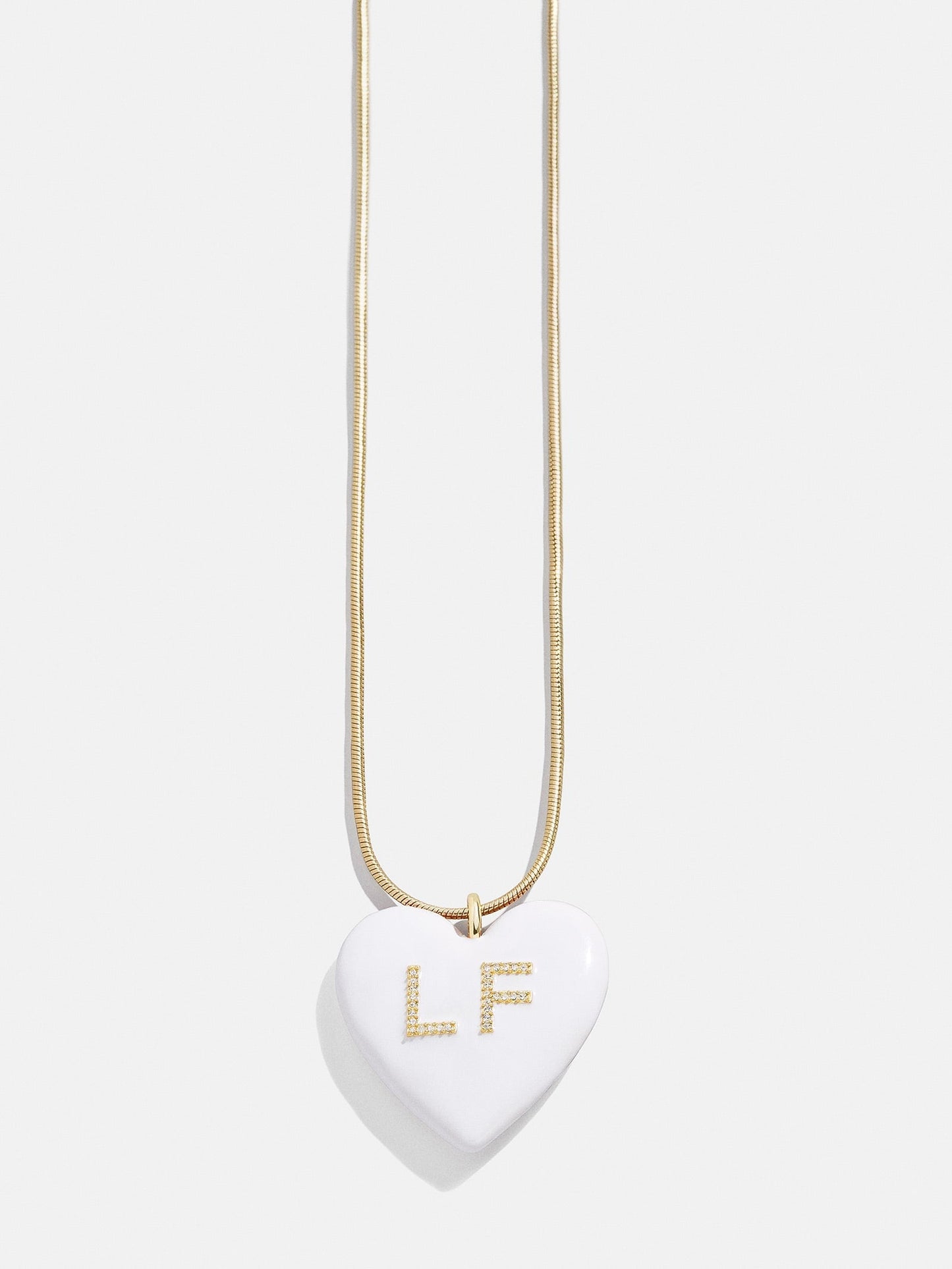 Millie Bubble Heart Custom Initial Necklace - White