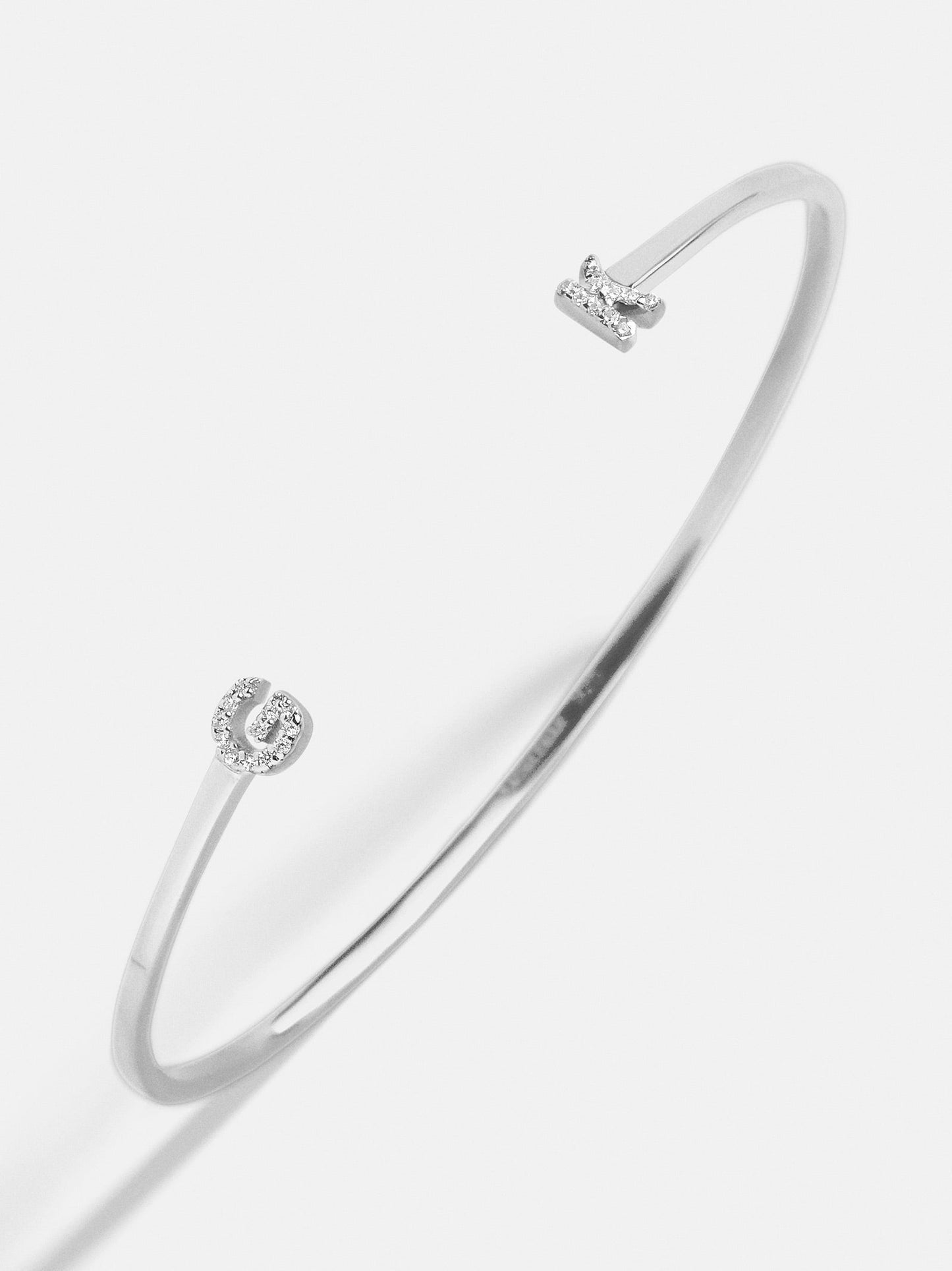 14K Gold Double Initial Custom Cuff Bracelet - Gold/Pavé