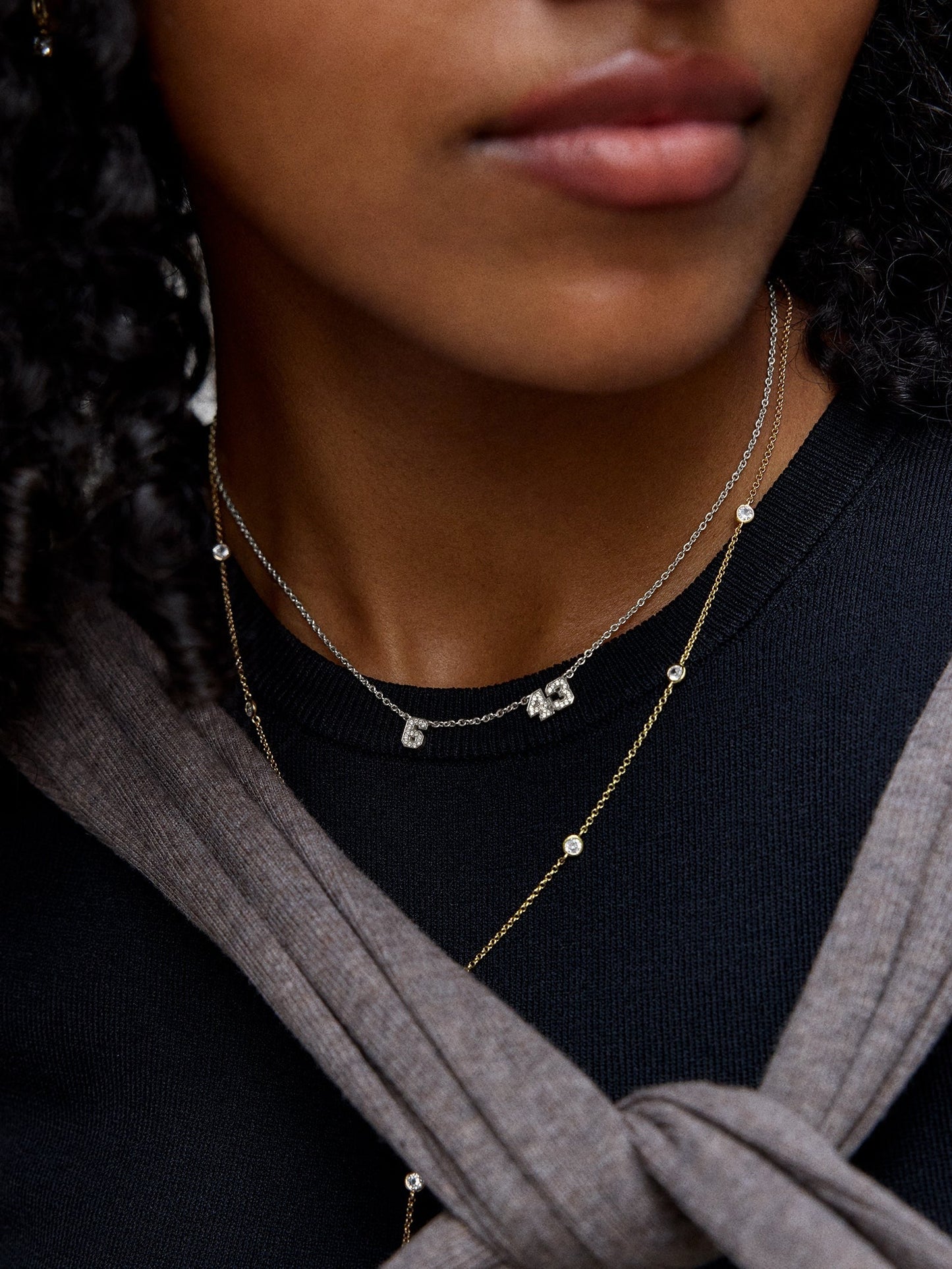 Varsity Number Custom Necklace - Two Silver Stations