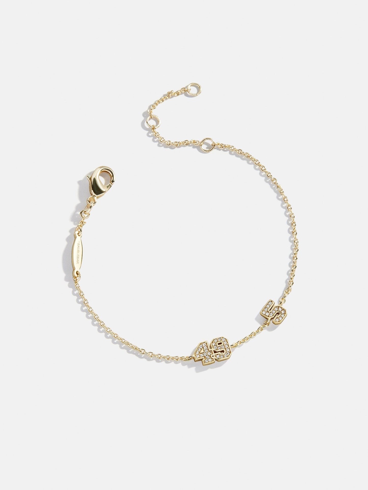 Varsity Number Custom Bracelet - Two Gold Stations