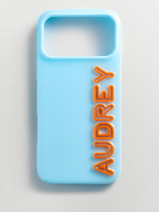 Fine Line Custom iPhone Case - Light Blue/Orange