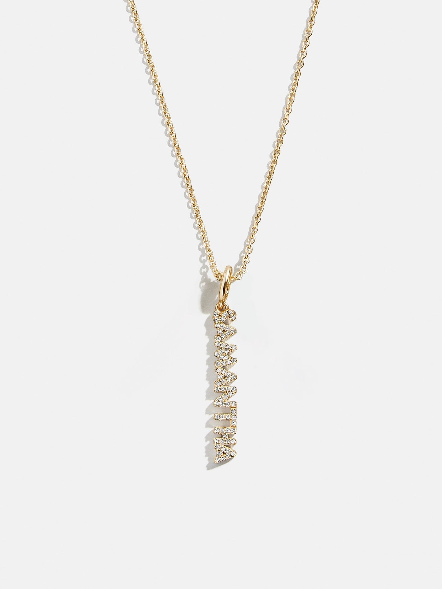 Mini Pave Block Cluster Custom Nameplate Necklace - 1 Name