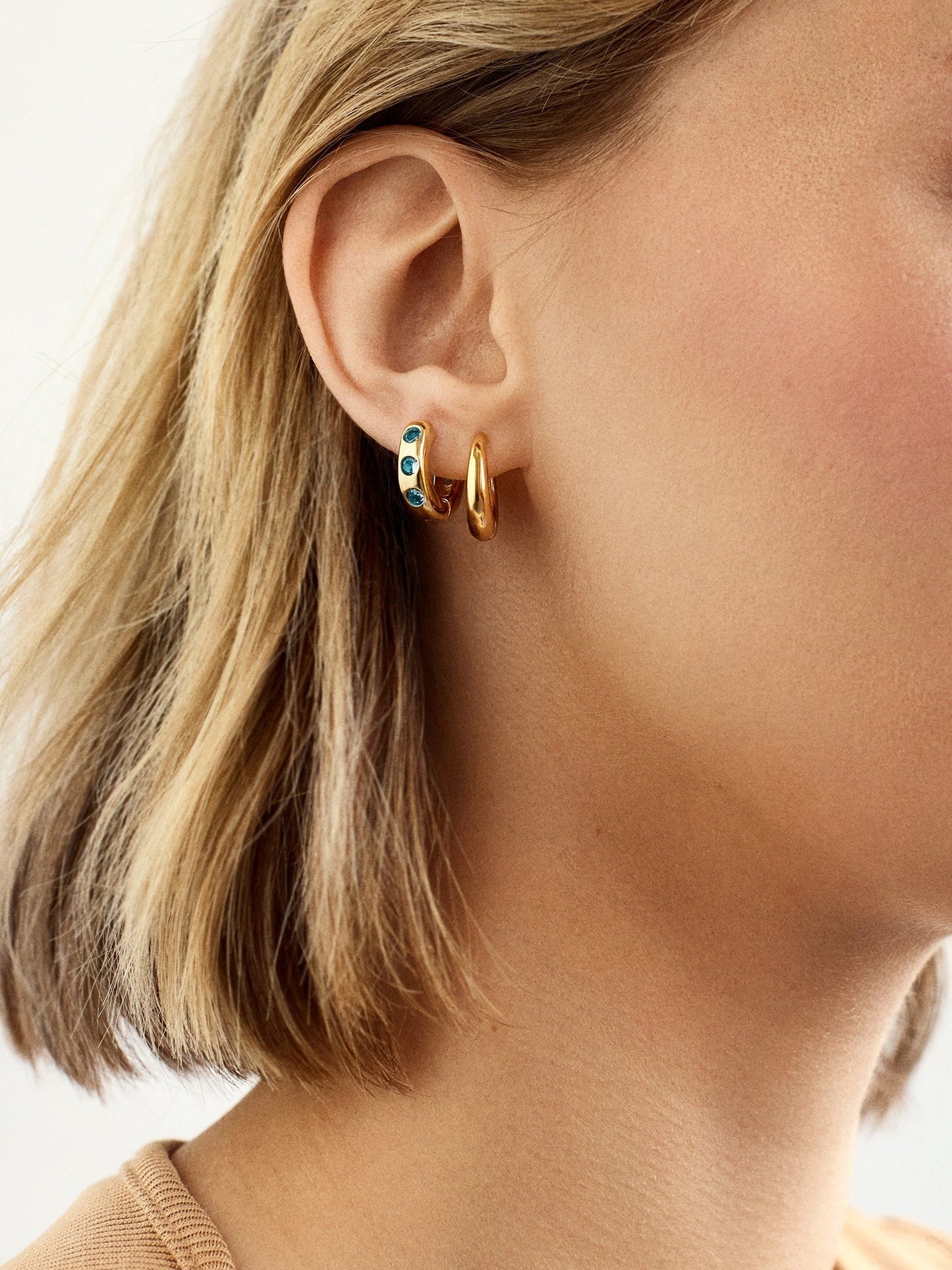 Sydney 18K Gold Plated Sterling Silver Birthstone Earrings - Ruby
