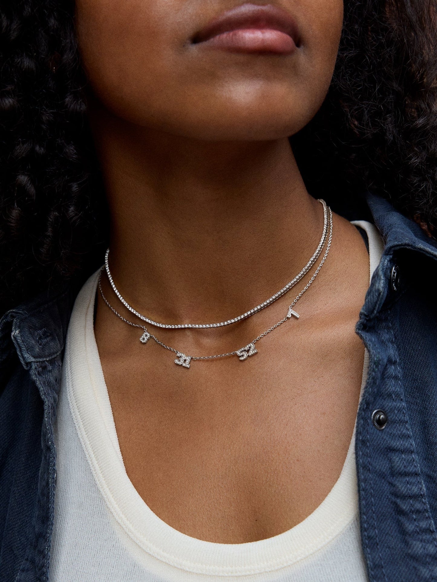 Varsity Number Custom Necklace - Four Silver Stations