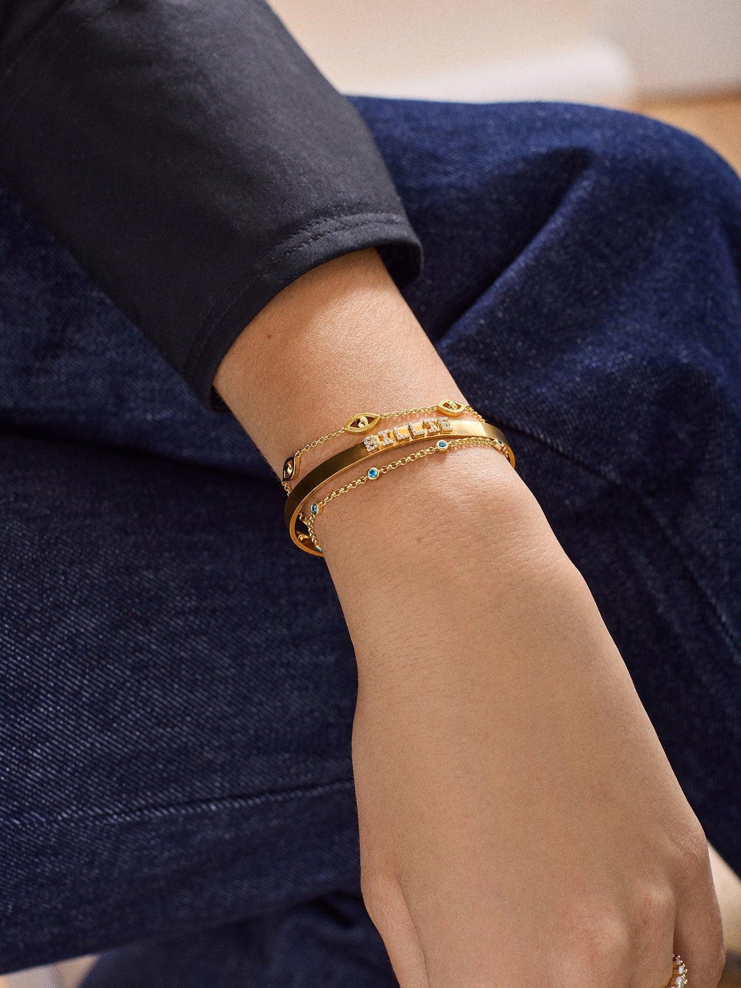 Yasmine 18K Gold Birthstone Bracelet - Aquamarine