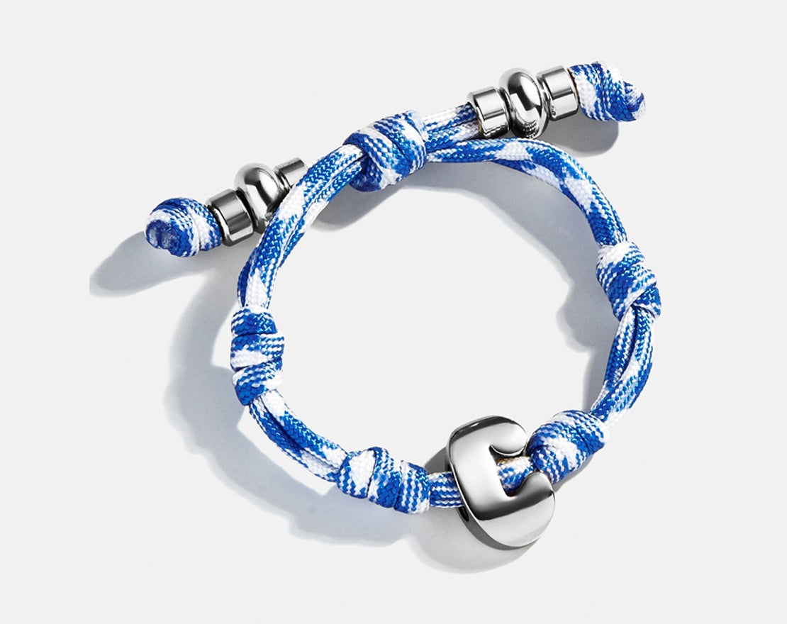 Knotty Initial Custom Bracelet - Royal Blue/White Single Letter