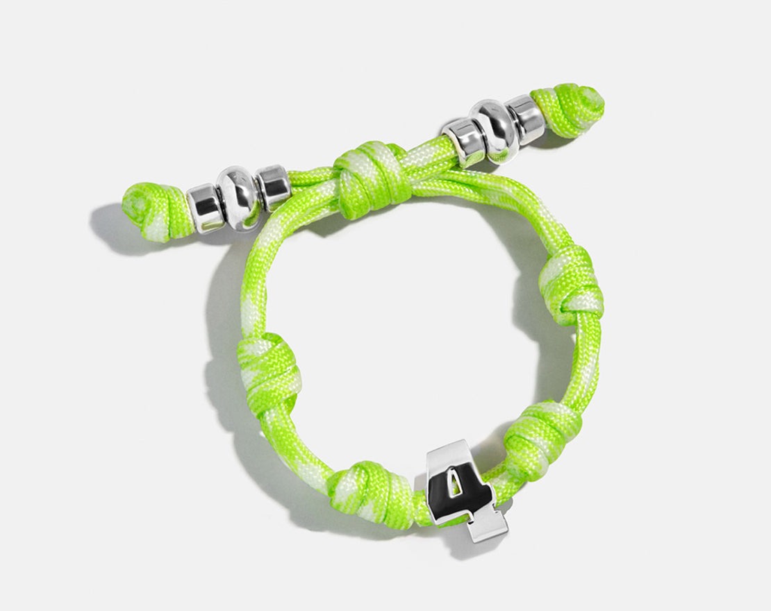 Knotty Varsity Number Custom Bracelet - Lime Green Single Digit