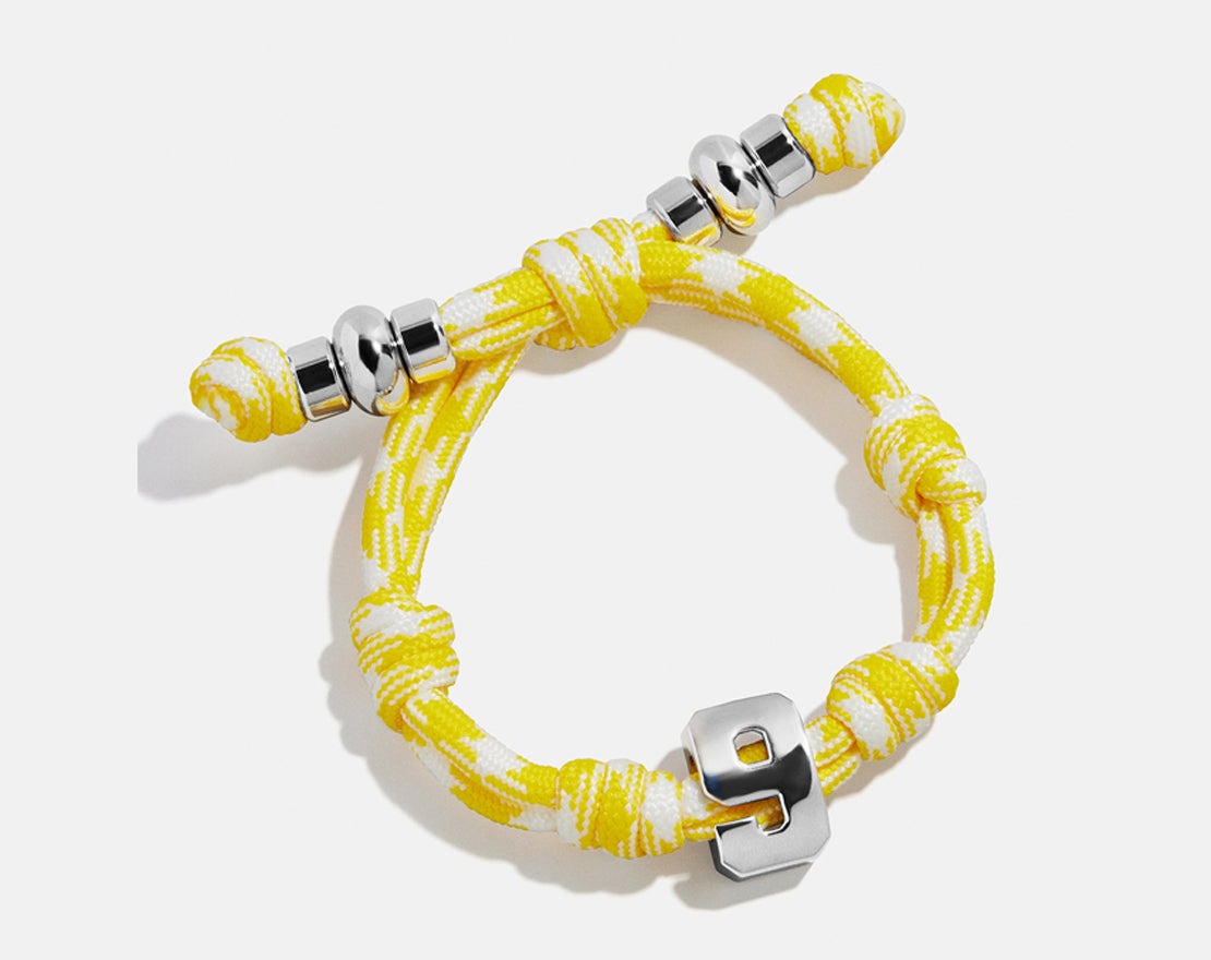 Knotty Varsity Number Custom Bracelet - Bright Yellow Single Digit