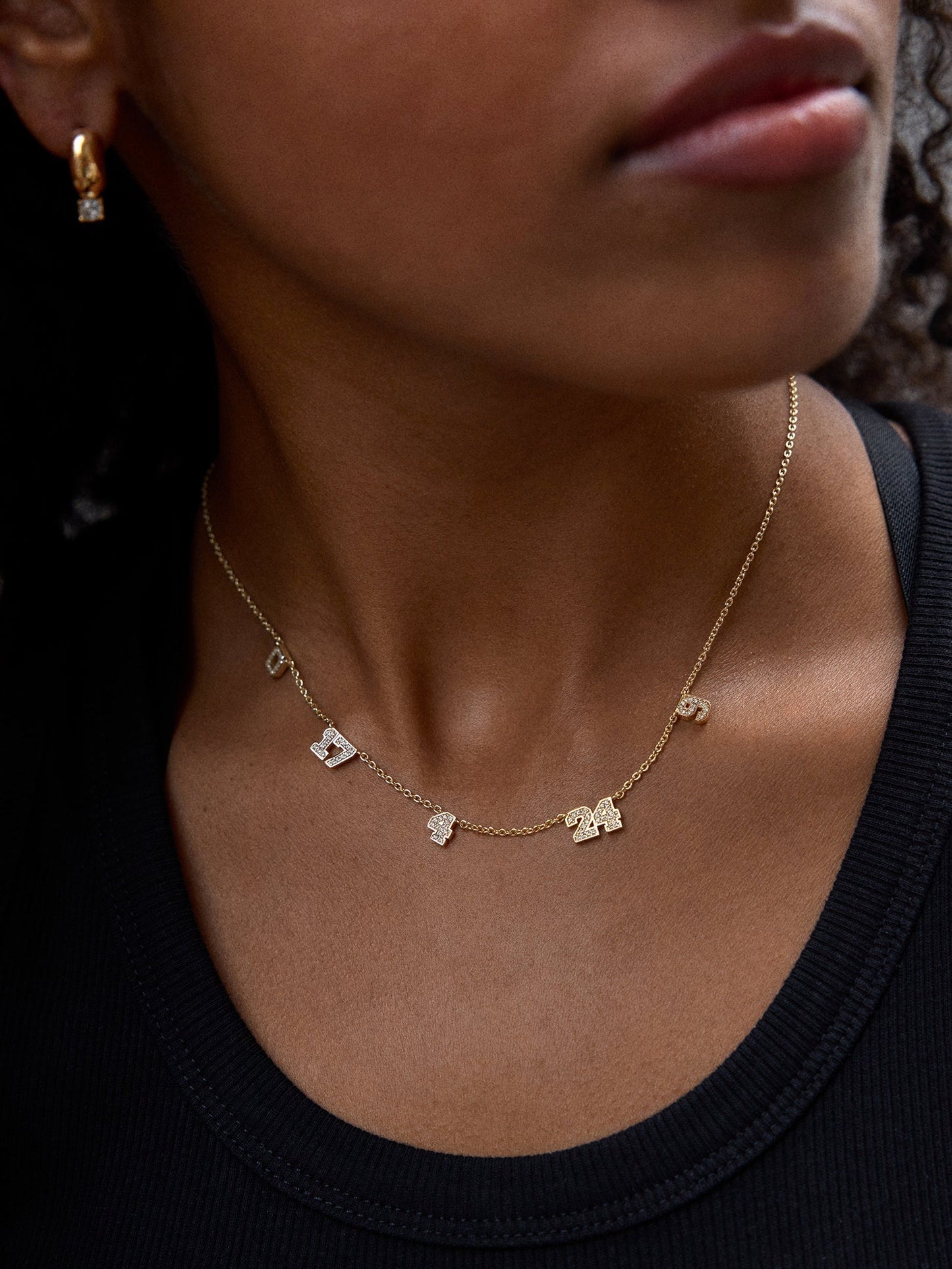 Varsity Number Custom Necklace - Five Gold Stations