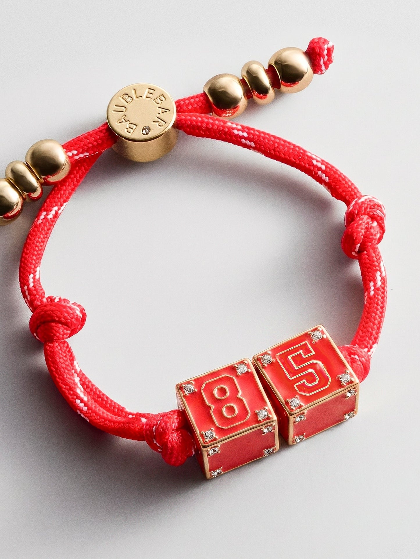 Block Party Varsity Number Custom Bracelet - Cherry Red Double Digit