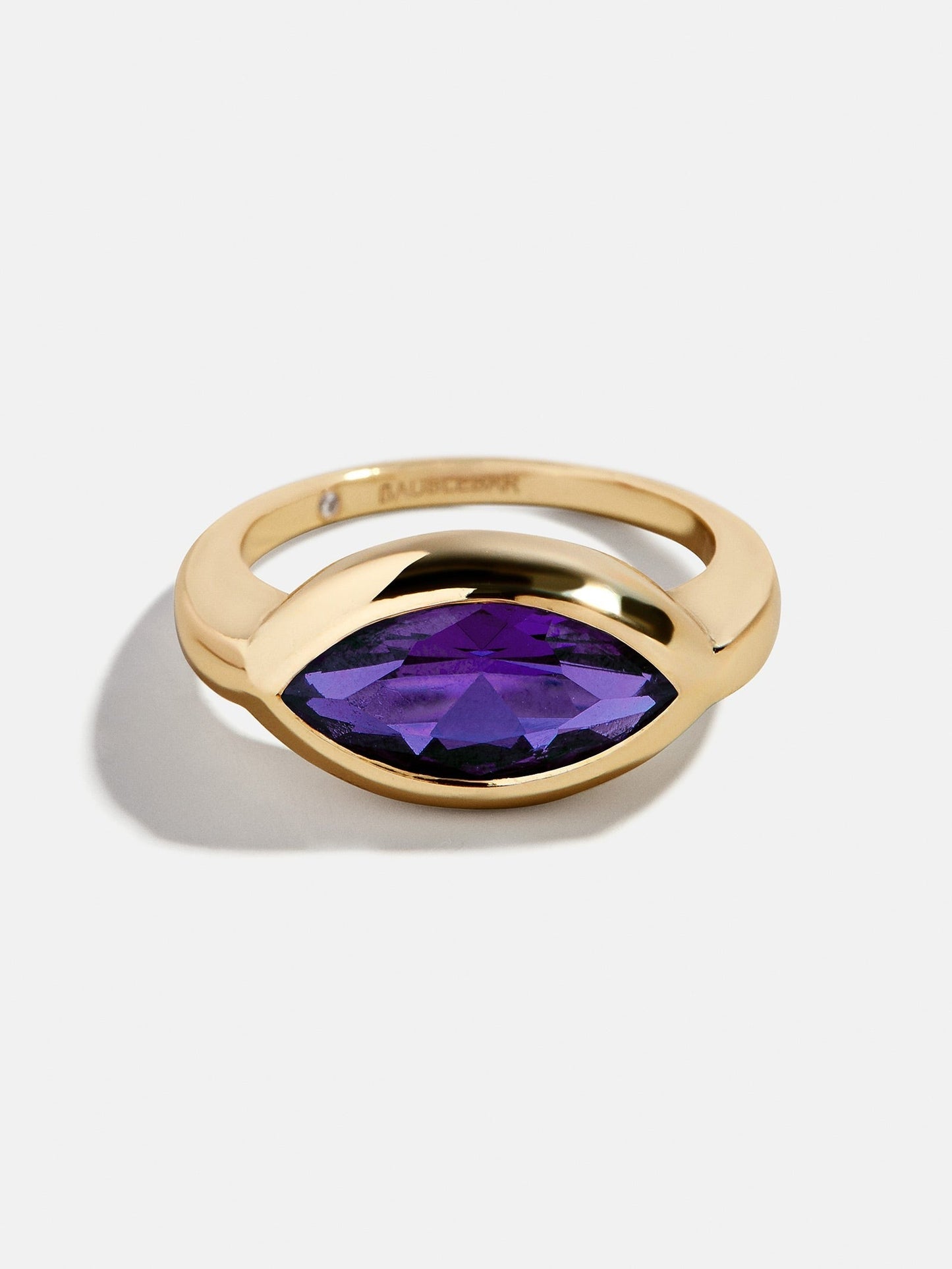 Gold Cubic Zirconia Custom Birthstone Ring - Amethyst