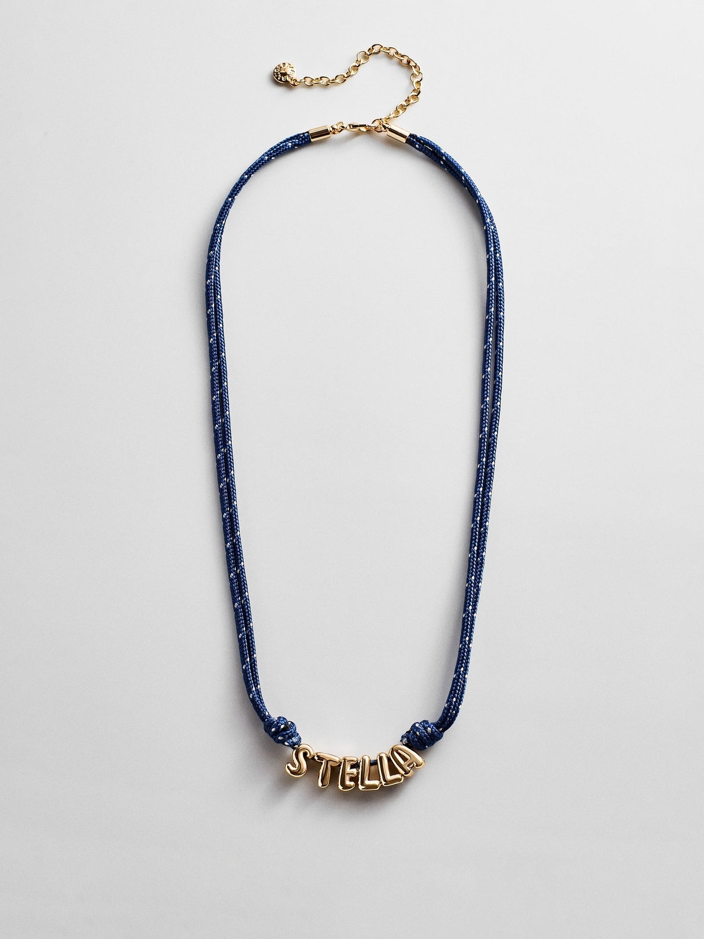 Bubble Letter Custom Paracord Necklace - Navy/White