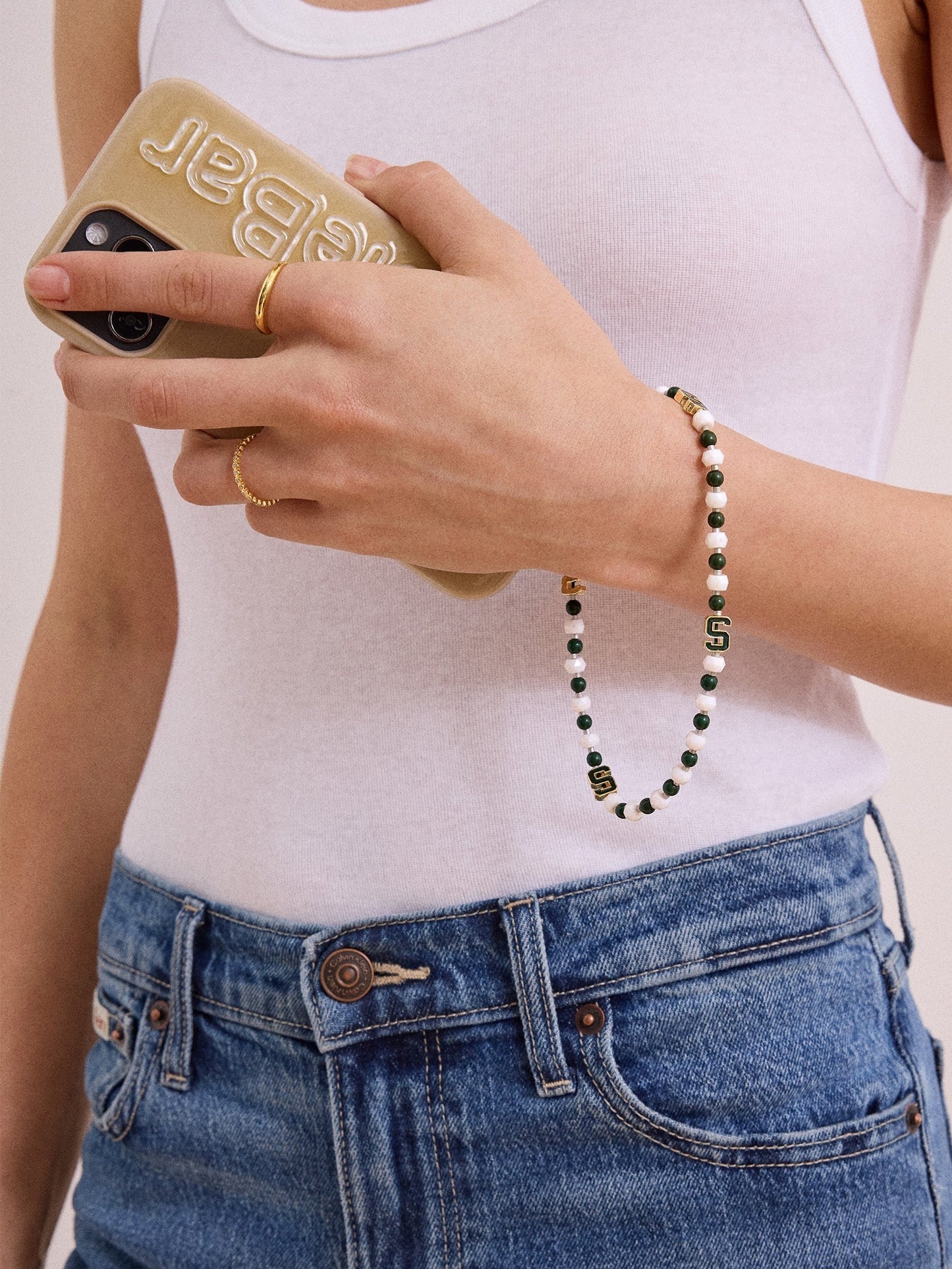 Michigan State University Beaded Phone Charm - Michigan State University