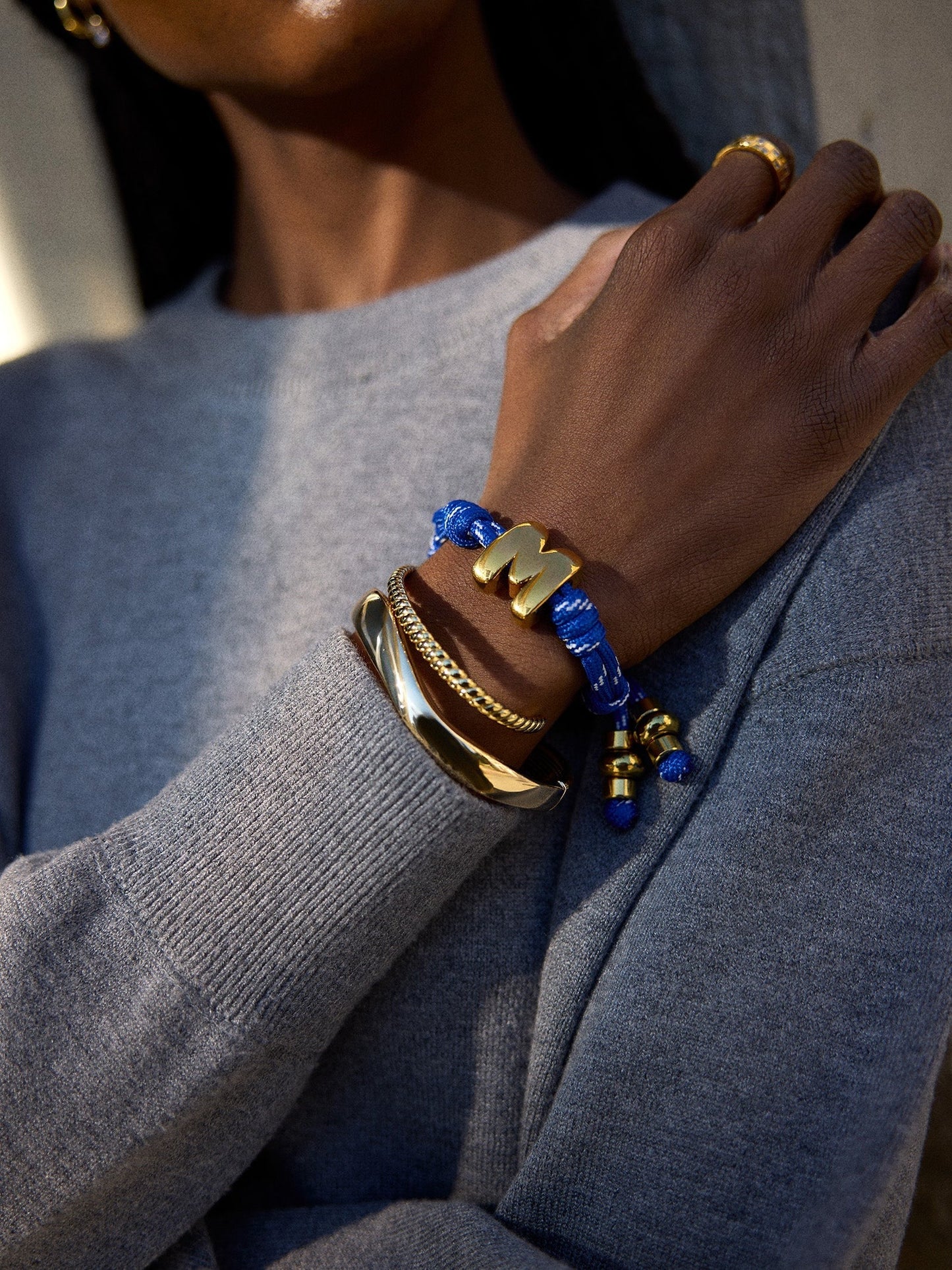 Knotty Initial Custom Bracelet - Cobalt Single Letter