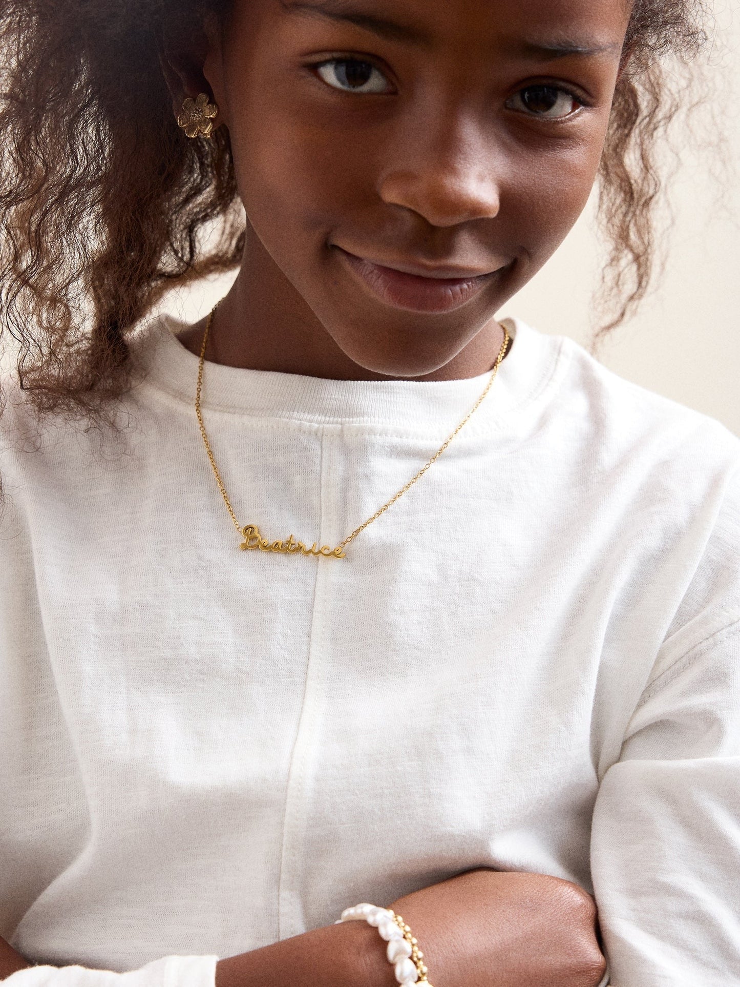Waterproof Kids’ Custom Nameplate Necklace - Cursive