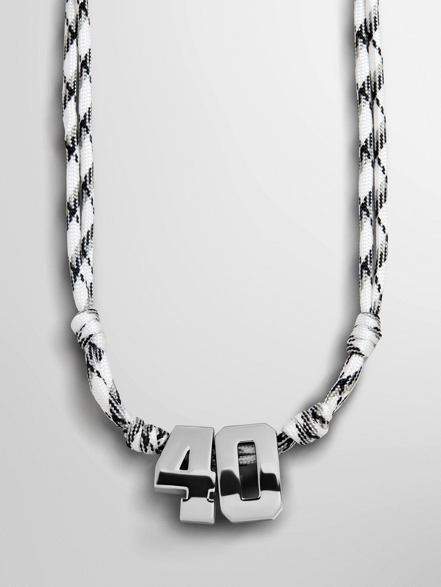 Knotty Varsity Custom Necklace - White/Onyx Double Digit