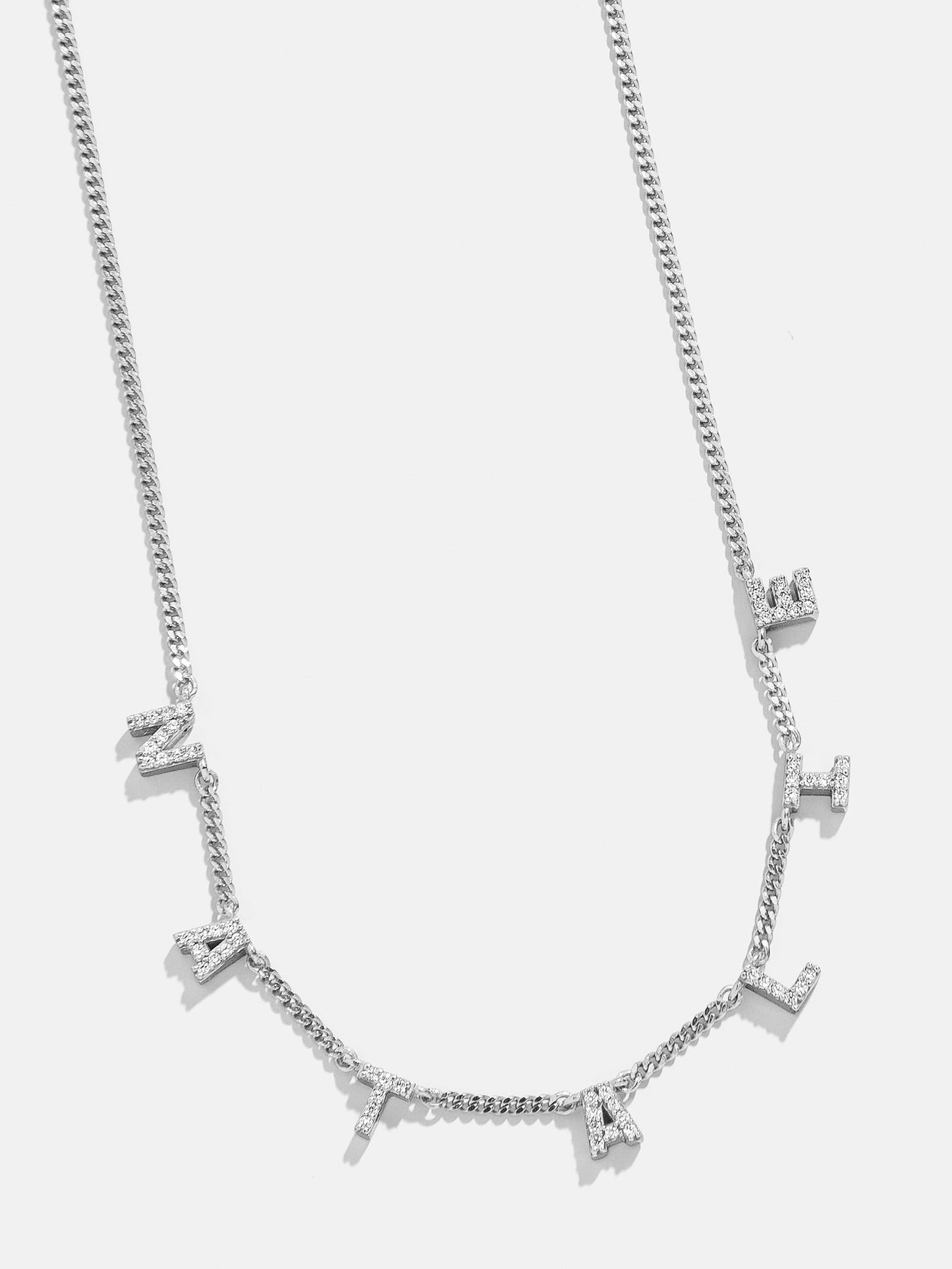 Mini Sterling Silver Spaced Letter Custom Name Necklace - Sterling Silver