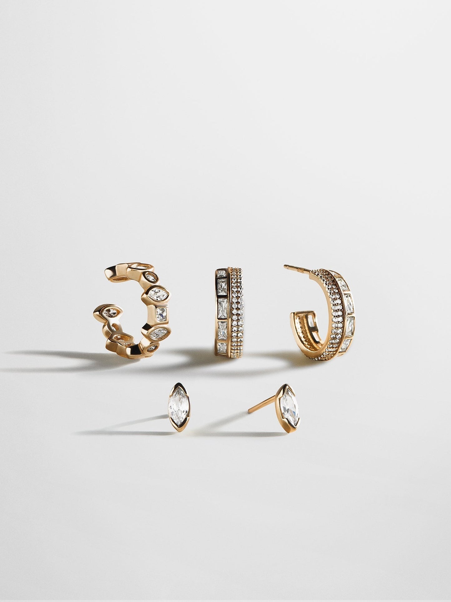 Maeve 14K Gold Earring Set - Gold/Pavé