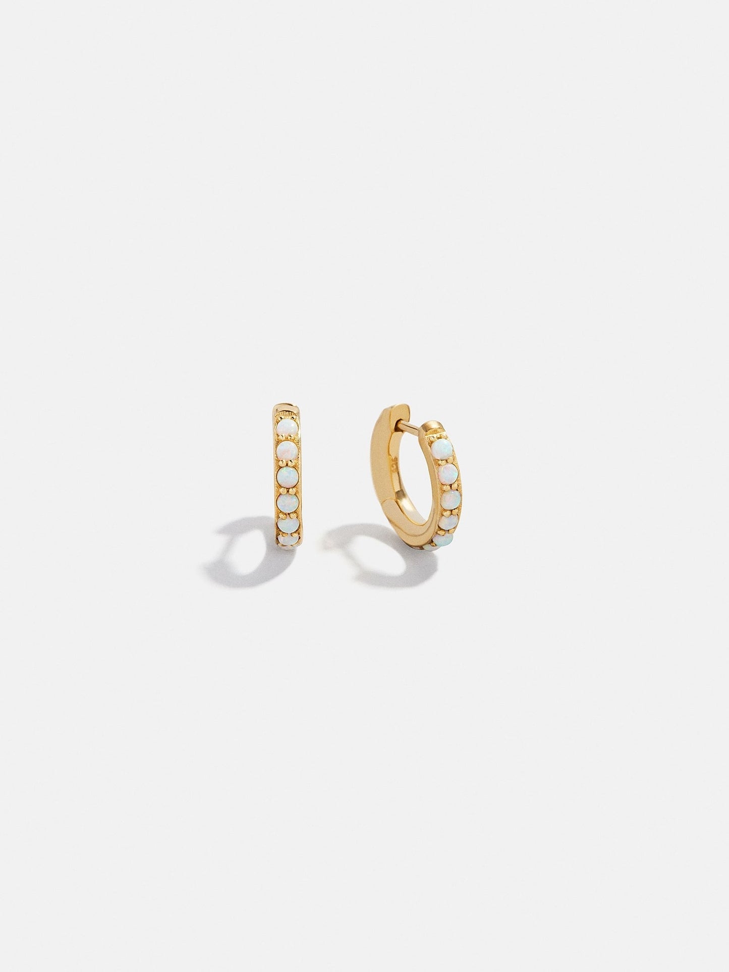 14K Gold Semi-Precious Huggie Earrings - Opal