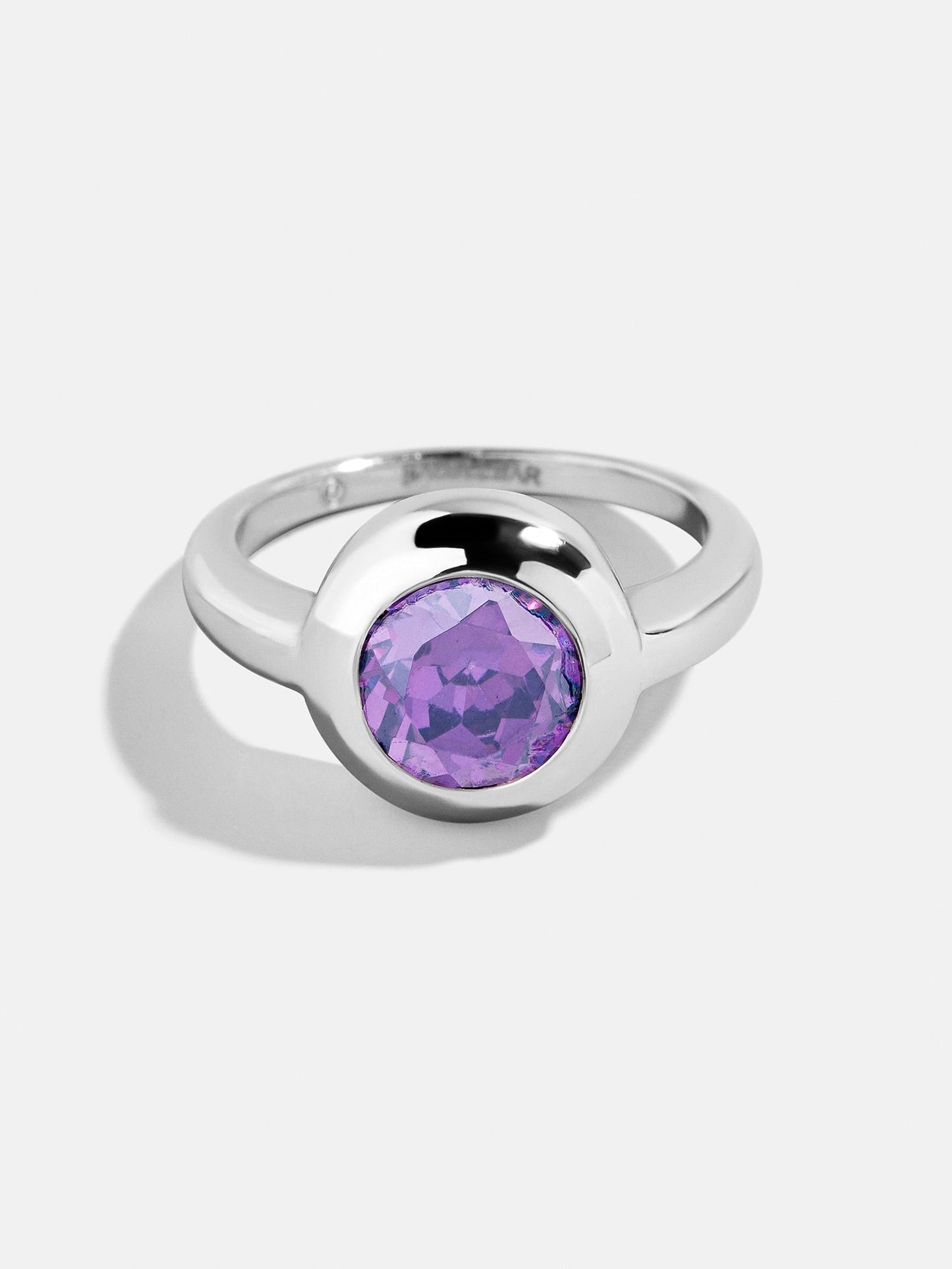 Silver Cubic Zirconia Custom Birthstone Ring - Light Amethyst