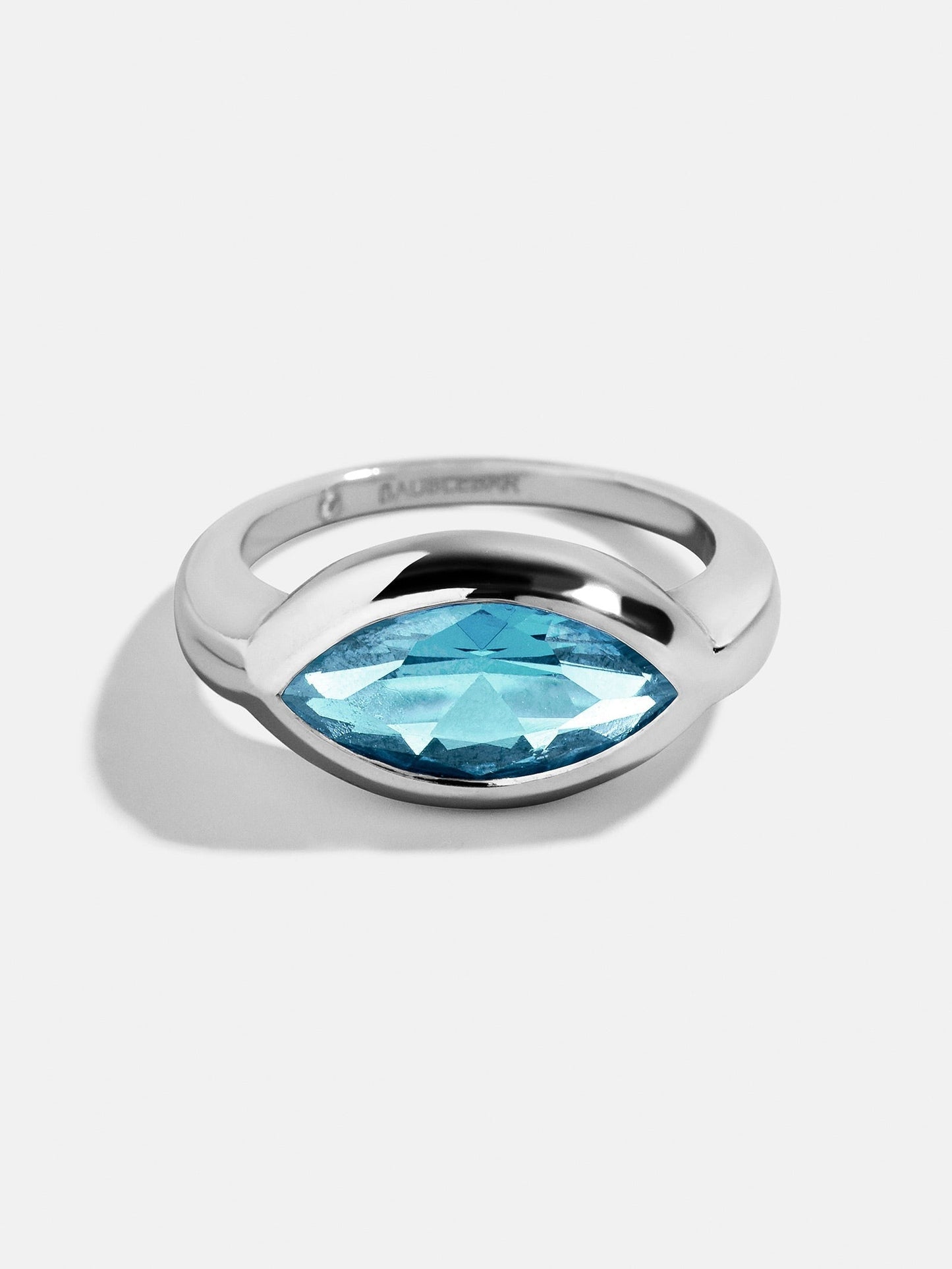 Silver Cubic Zirconia Custom Birthstone Ring - Aquamarine