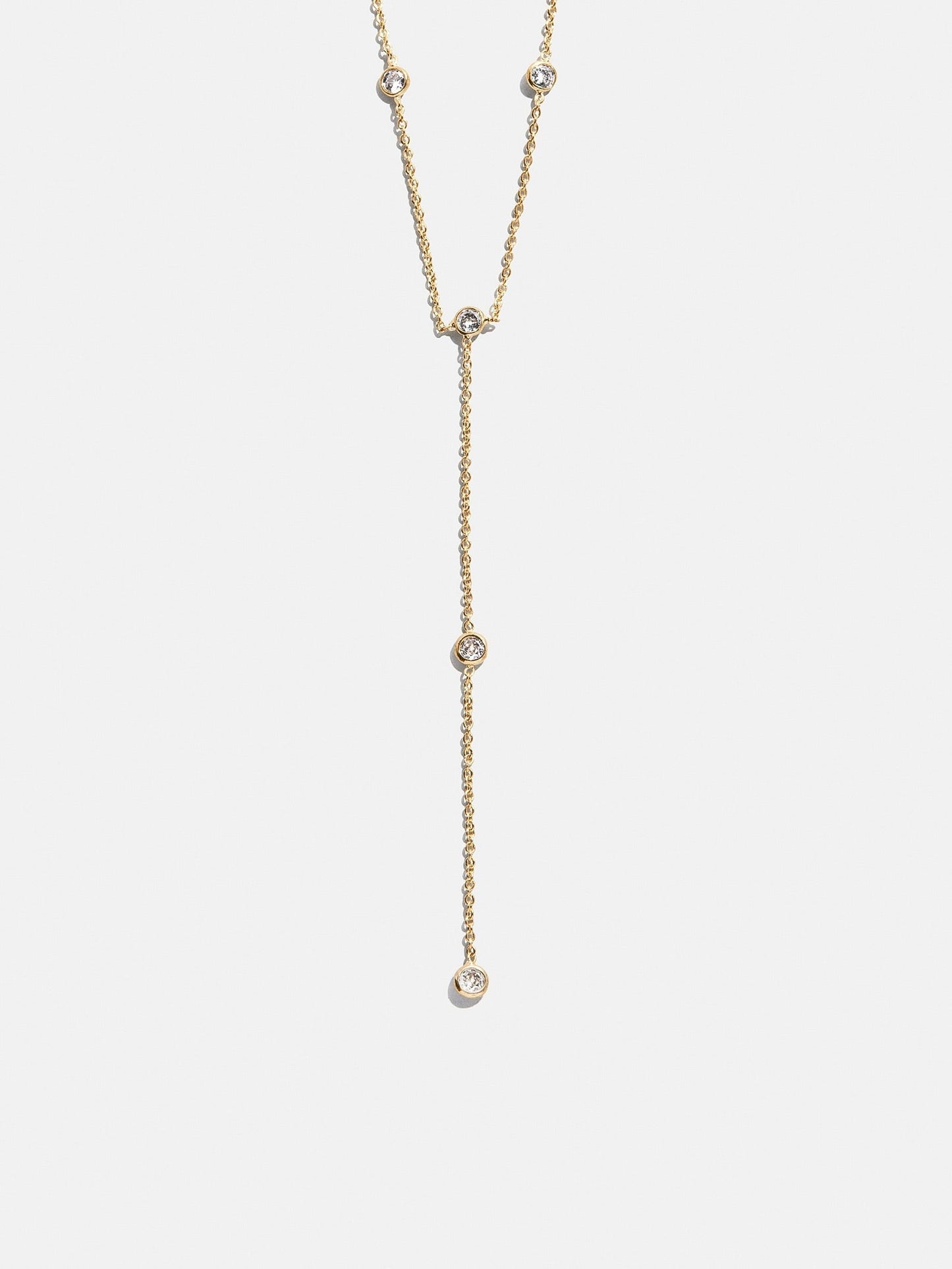 Yasmine Gold Lariat Necklace - Gold/Pavé