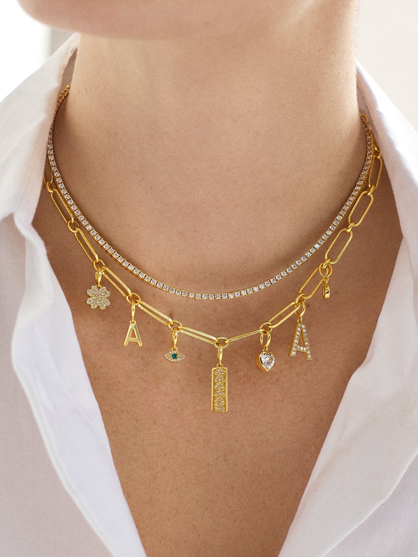 Spaced Custom Charm Necklace - Spaced Charm Necklace