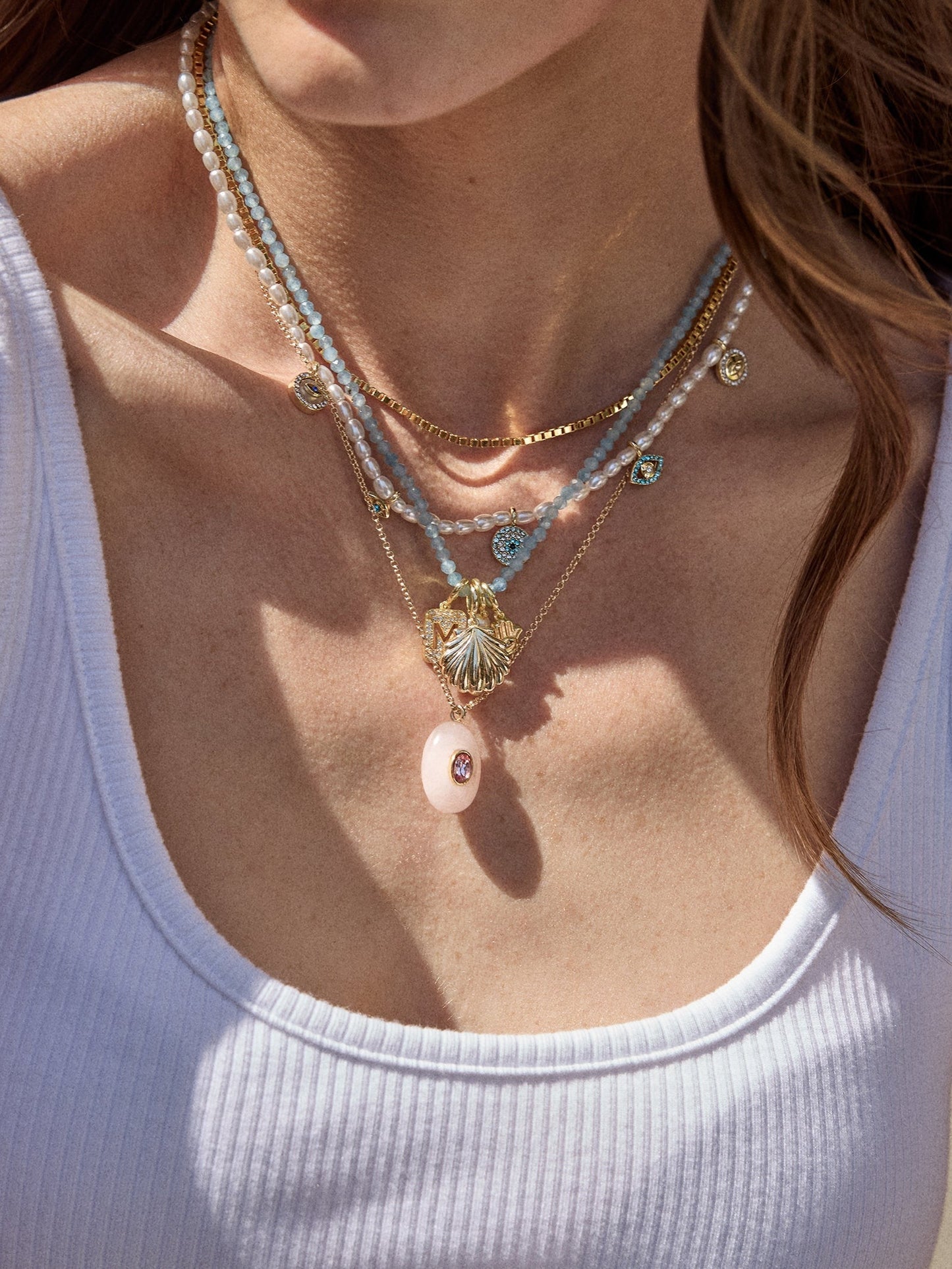 Mini Semi-Precious Necklace - Aquamarine