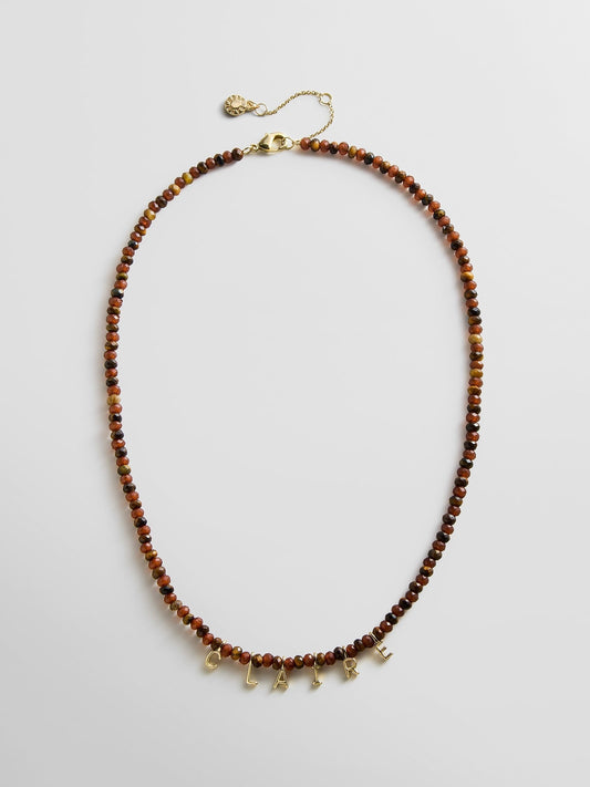 Mini Semi-Precious Custom Necklace - Tiger's Eye