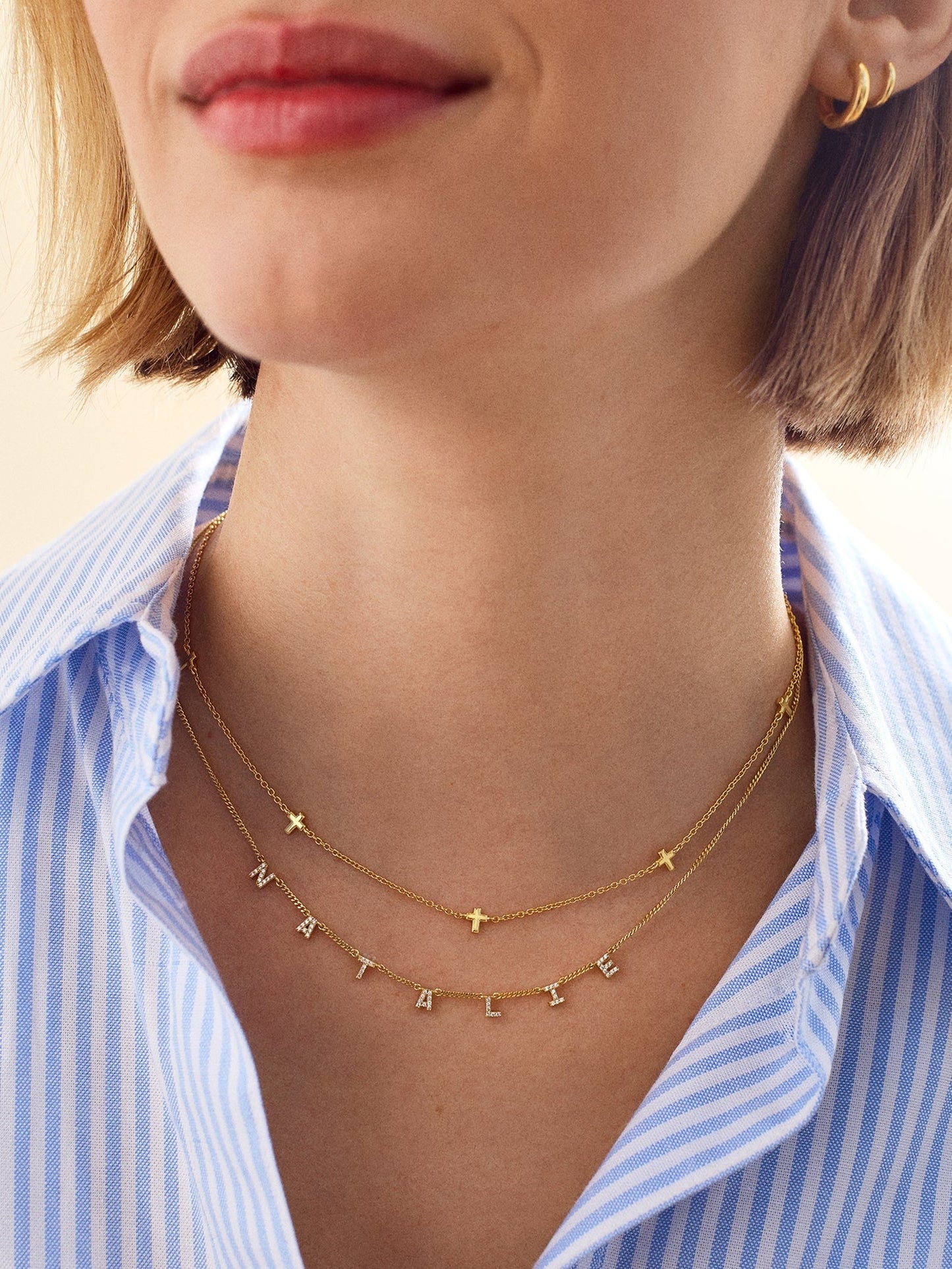 Mini 14K Gold Spaced Letter Custom Name Necklace - 14K Gold