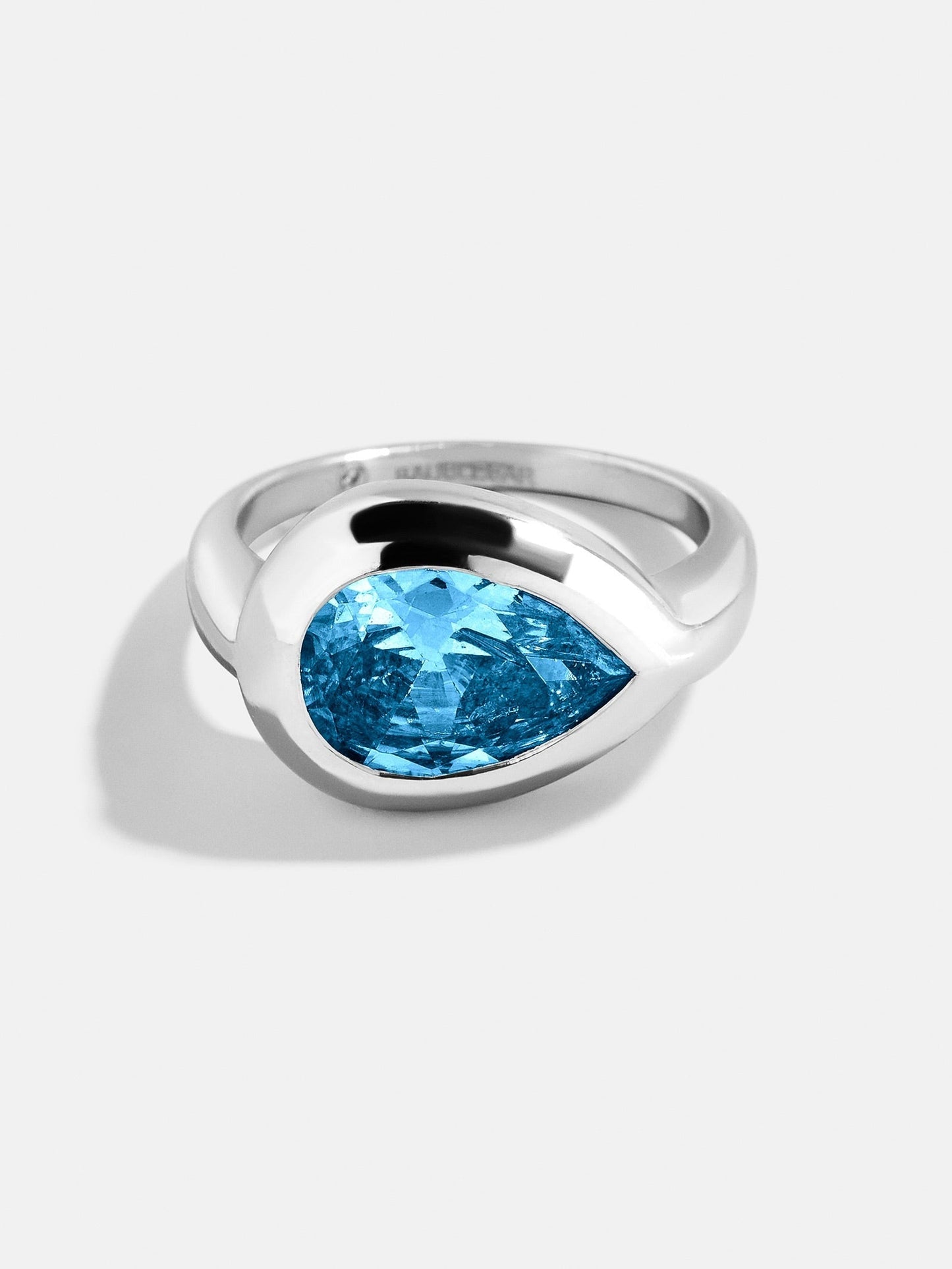 Silver Cubic Zirconia Custom Birthstone Ring - Blue Zircon