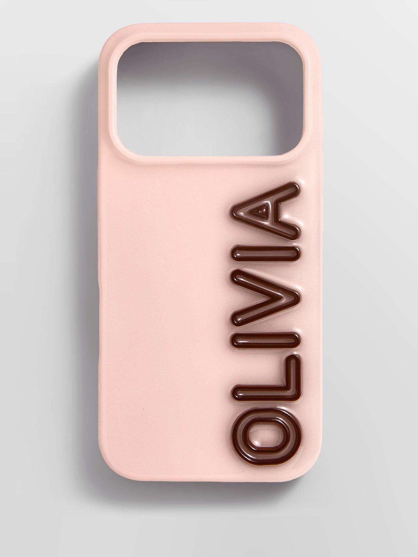 Fine Line Custom iPhone Case - Baby Pink/Dark Brown