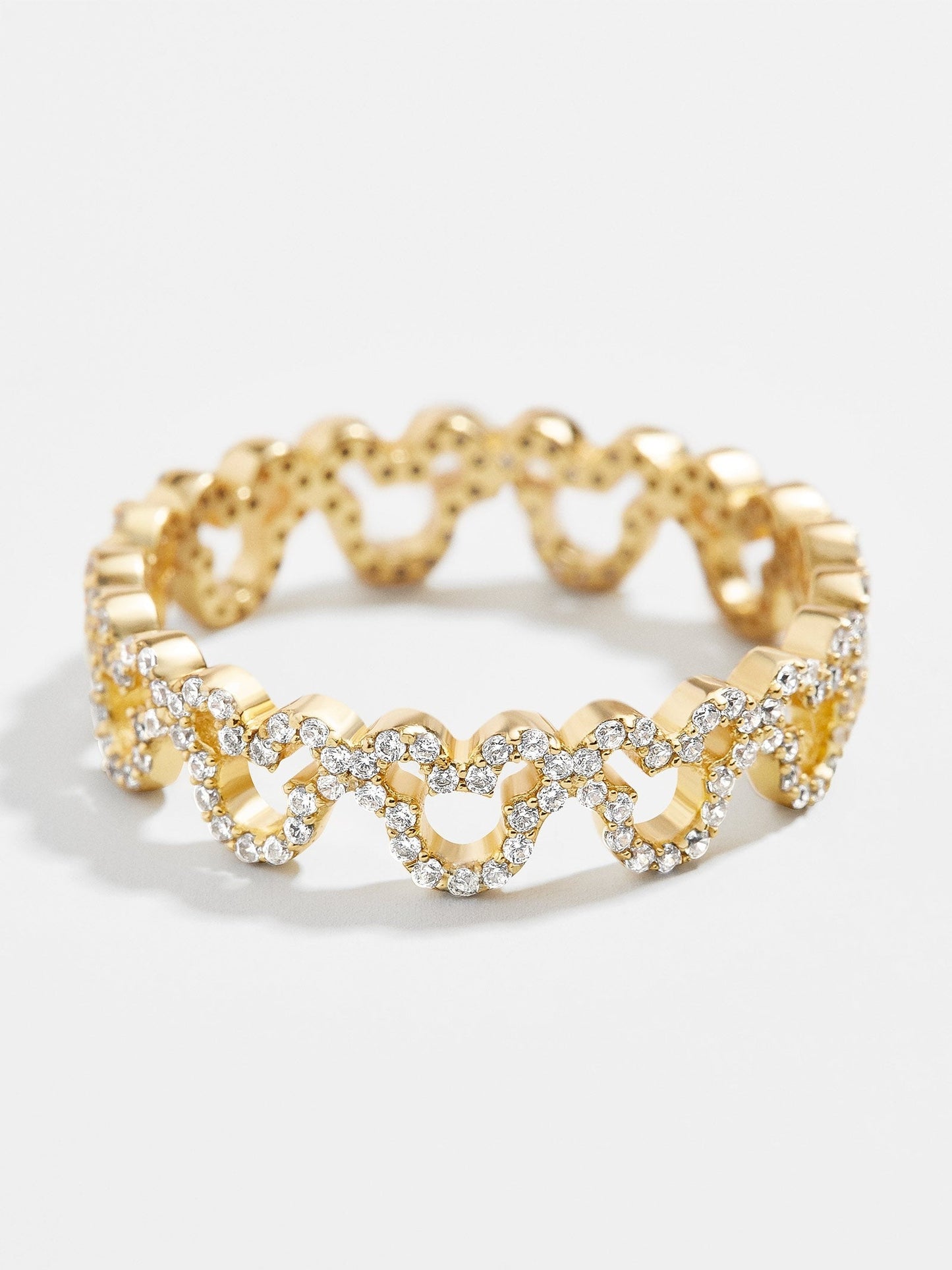 Mickey Mouse Outline 18K Gold Ring - Gold/Pavé