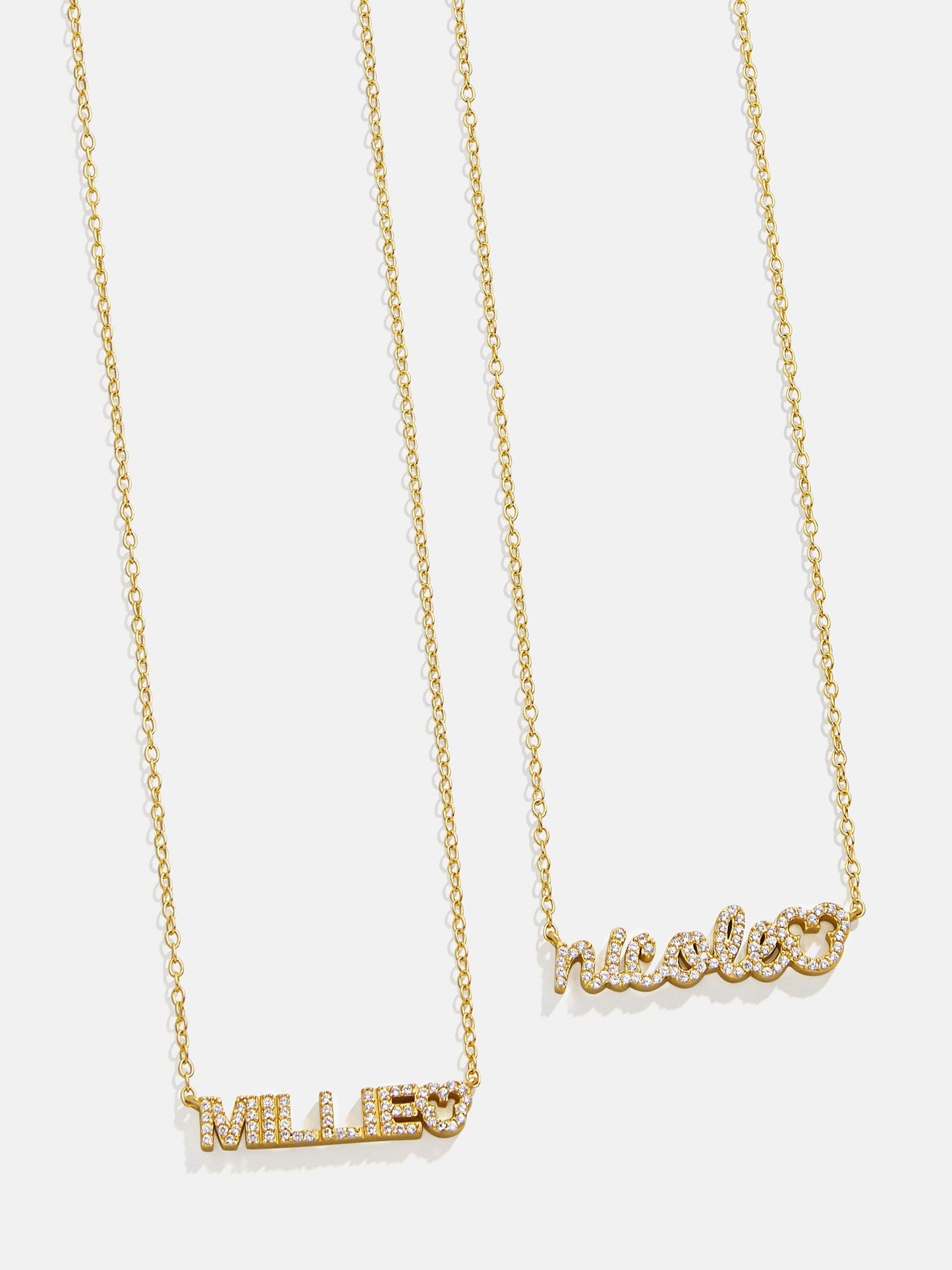 Disney Mickey Mouse 14K Gold Plated Sterling Silver Custom Nameplate Necklace - Gold/Pavé