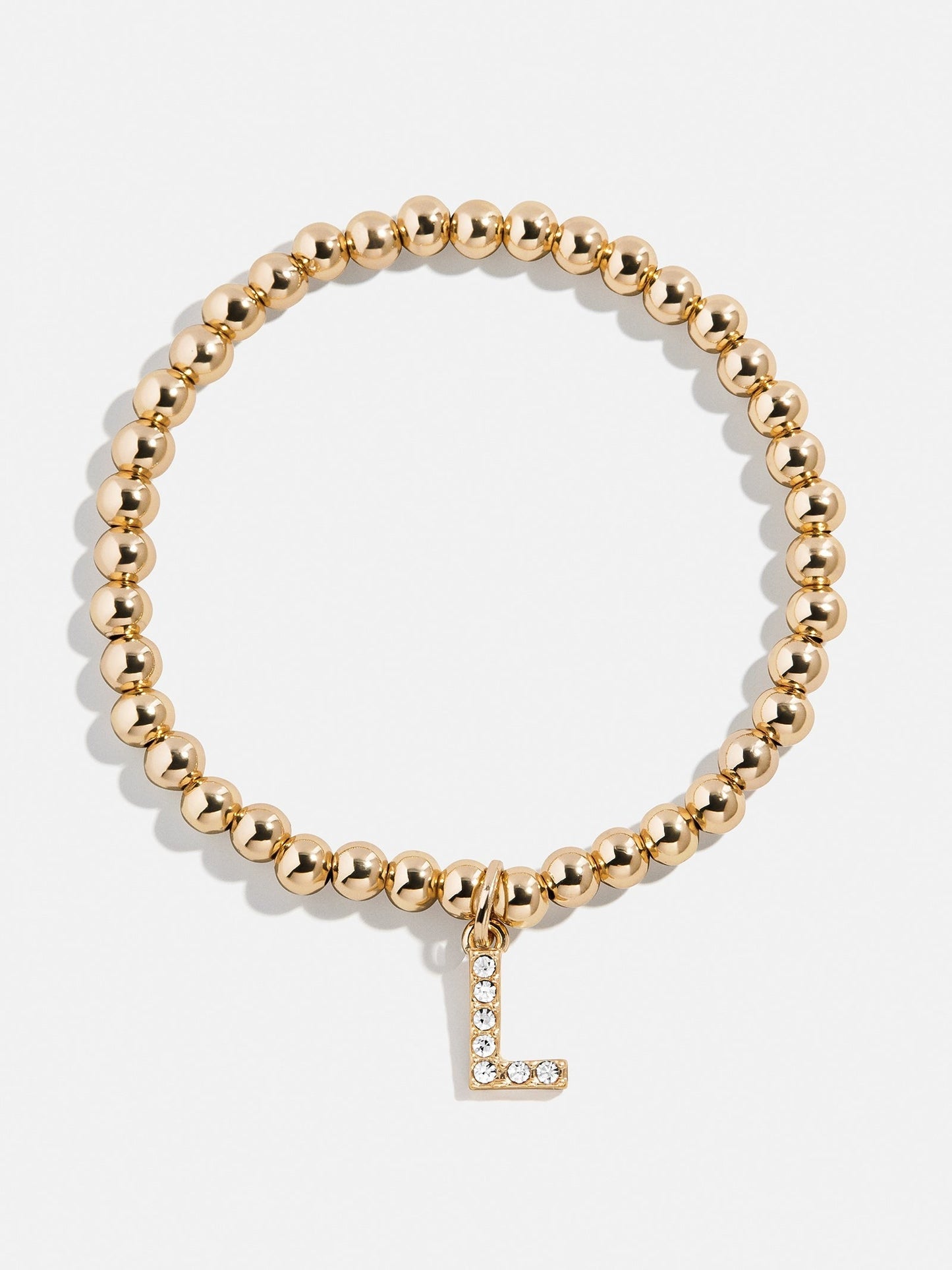 Gold/Pavé Dangle Charm Initial Pisa Bracelet - L