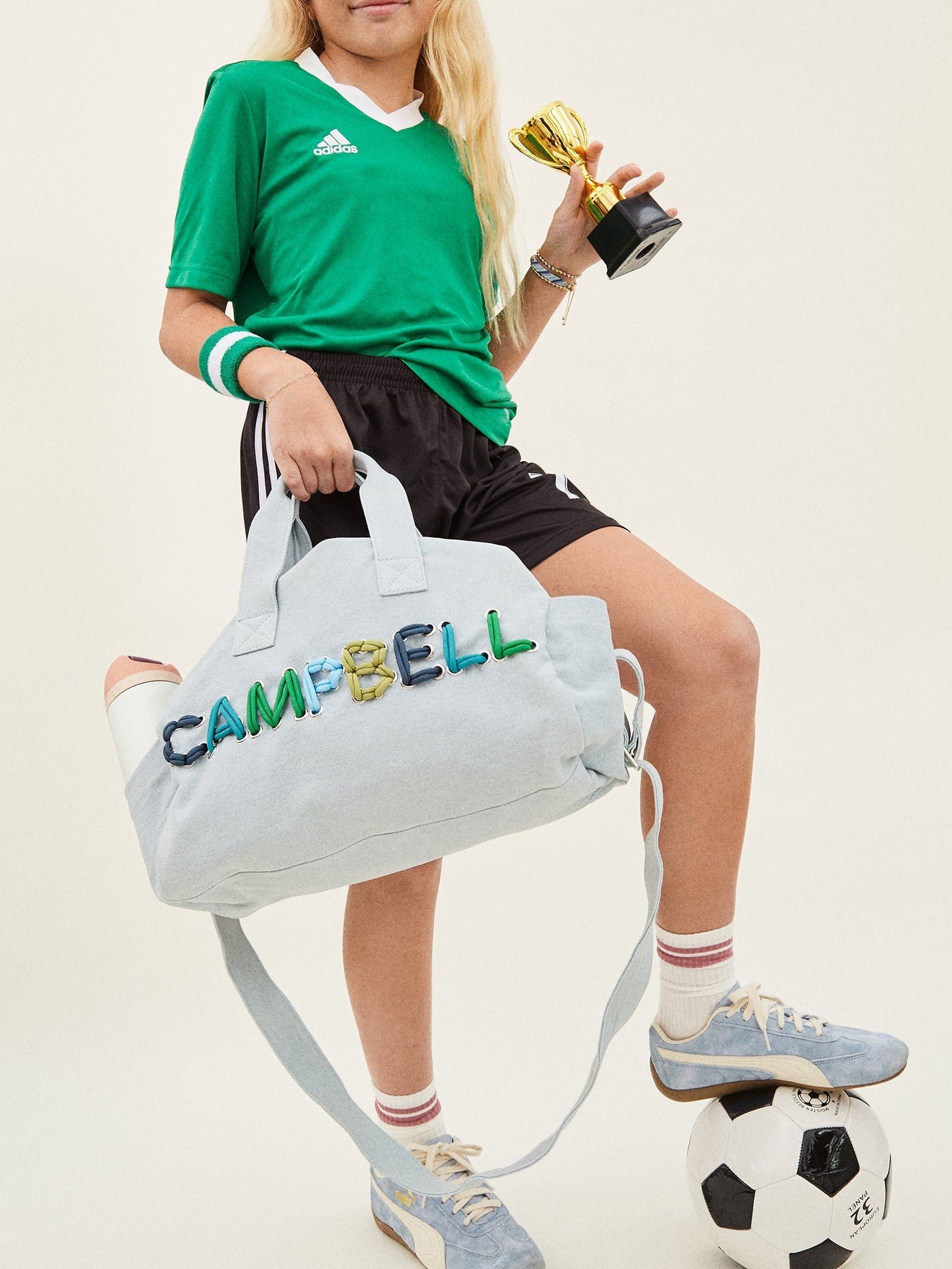 Thready to Go Kids’ Custom Duffle - Light Denim/Blue Multi