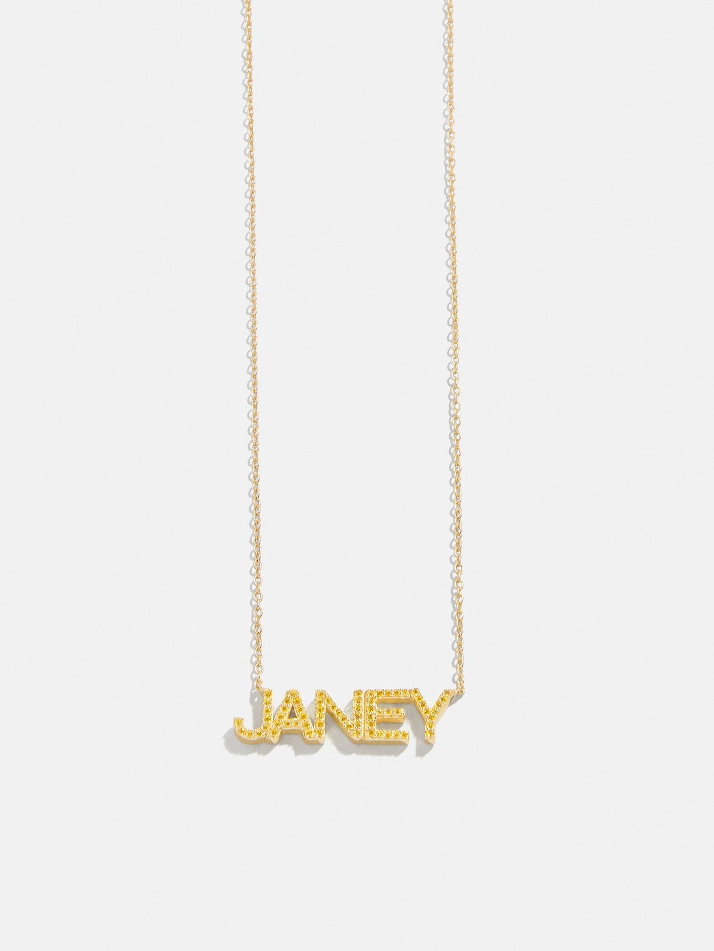 14K Gold Birthstone Custom Nameplate Necklace - Topaz
