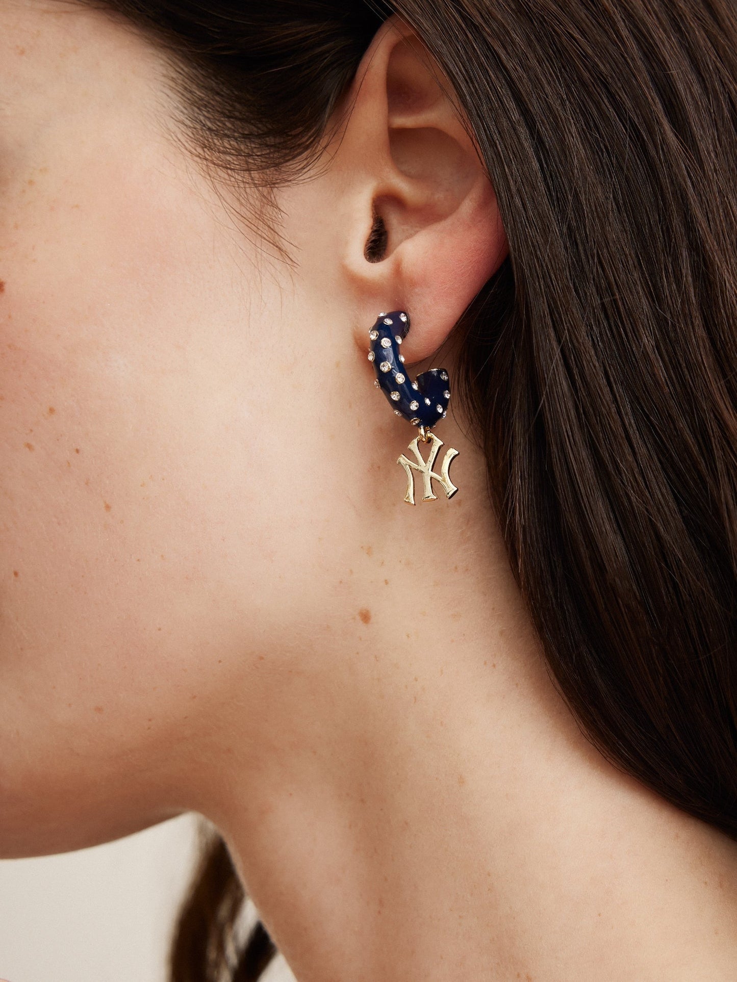 MLB Enamel Hoop Earrings - New York Yankees