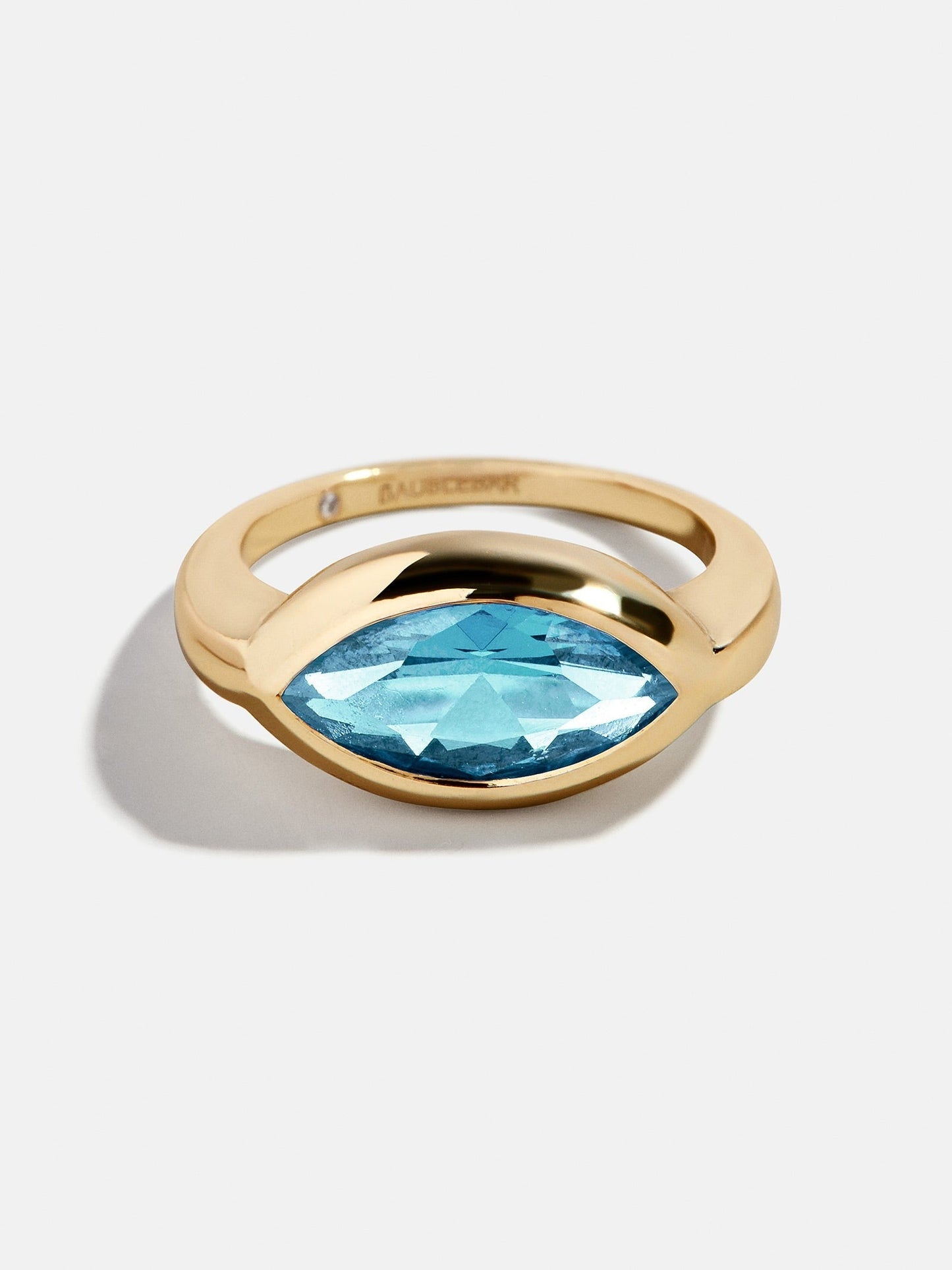 Gold Cubic Zirconia Custom Birthstone Ring - Aquamarine