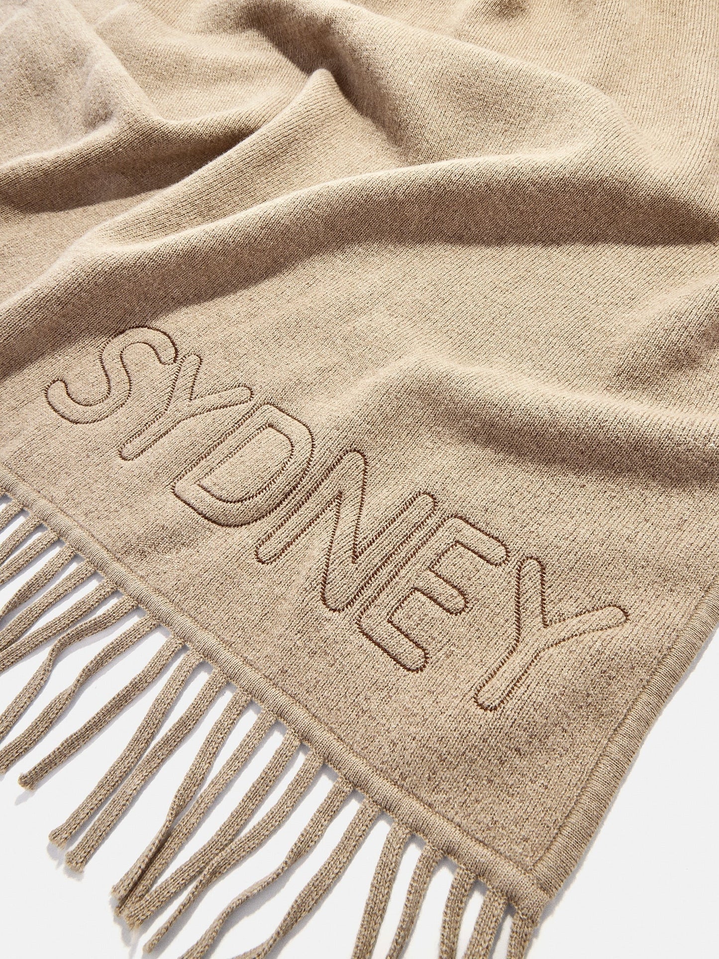 Pure Merino Wool Custom Blanket - Tan Sand/Chocolate Brown