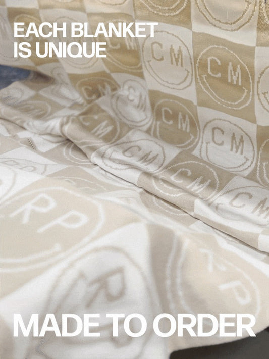 Ombre Name Custom Blanket - Beige/Multi