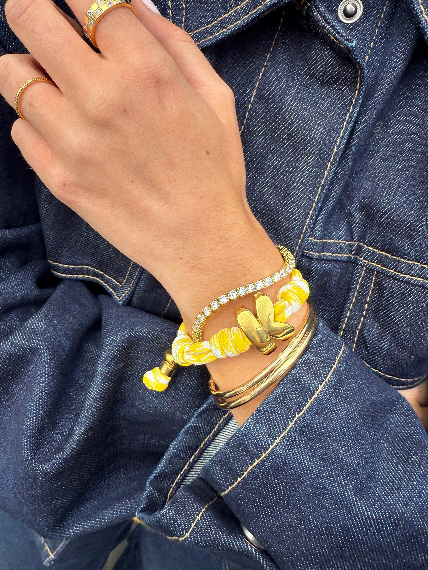 Knotty Initial Custom Bracelet - Bright Yellow Single Letter