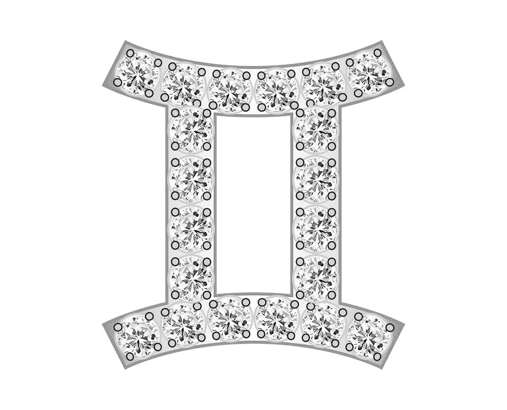 Gemini Mini Zodiac Icon - Pavé/Silver