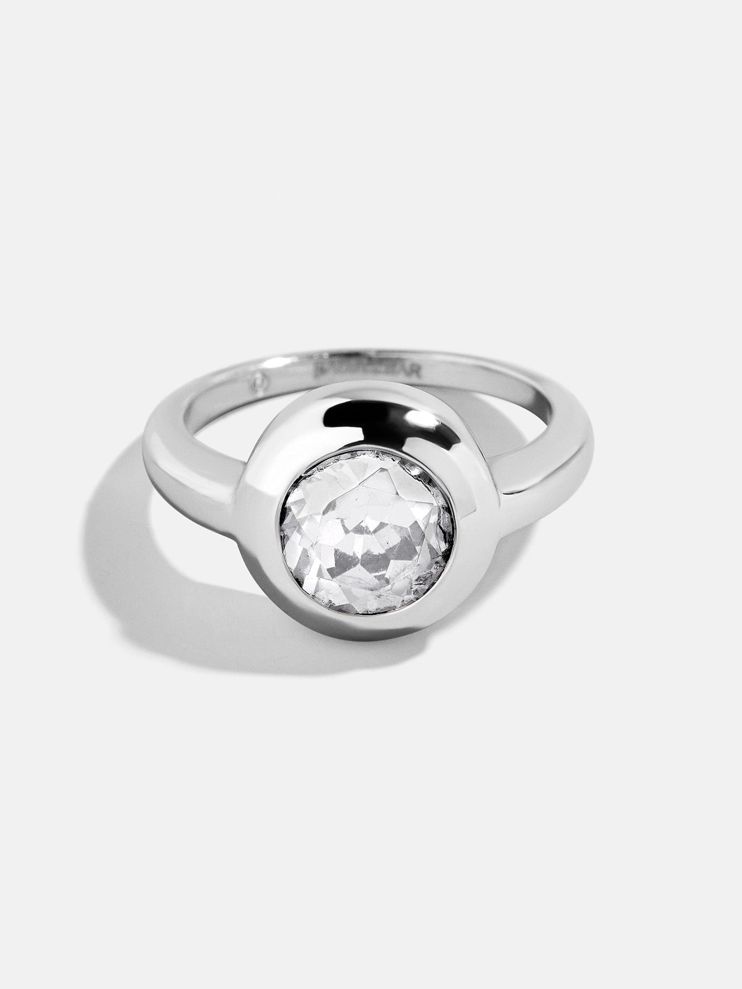 Silver Cubic Zirconia Custom Birthstone Ring - Crystal