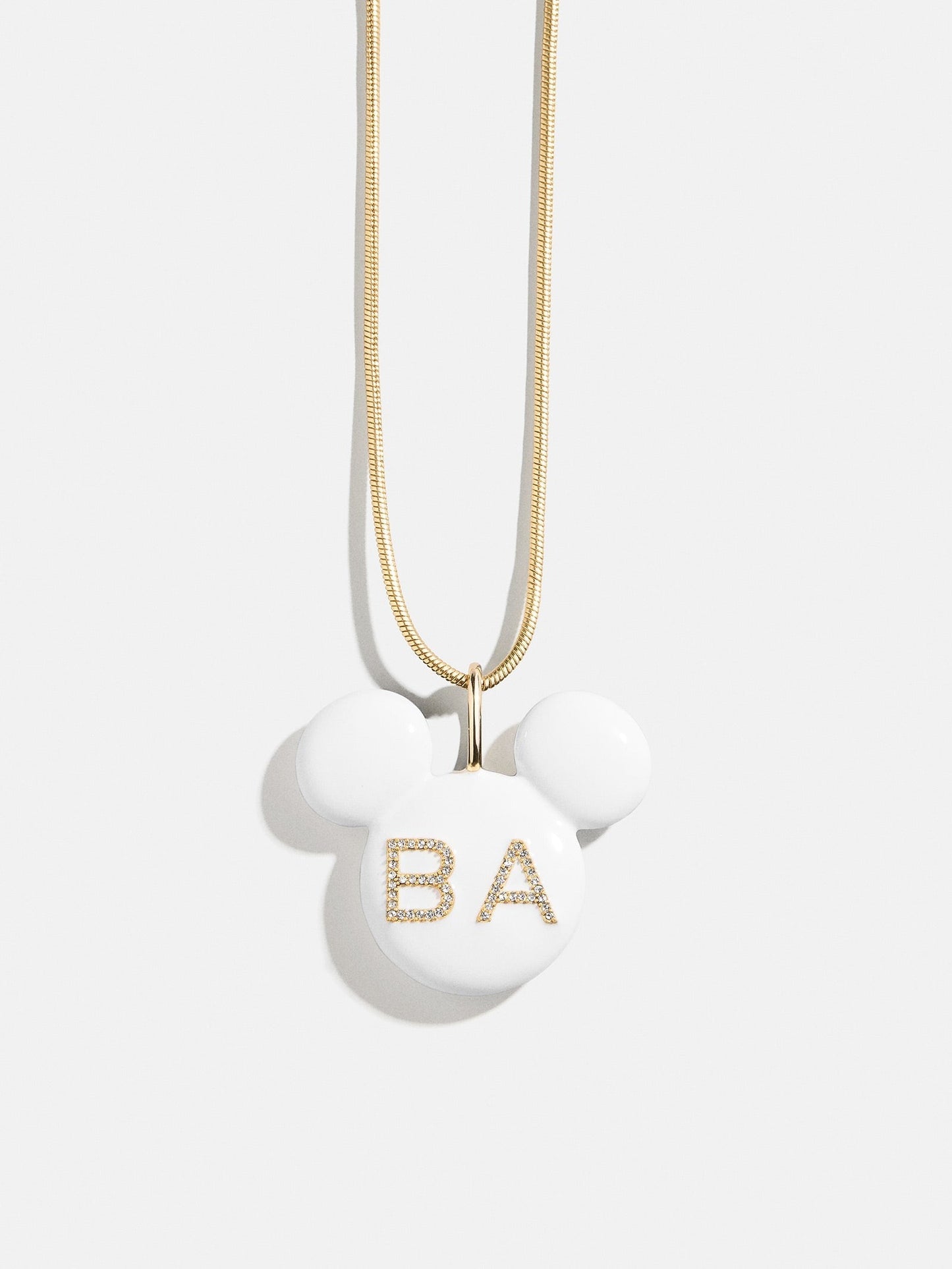 Disney Mickey Mouse Enamel Custom Initial Necklace - White
