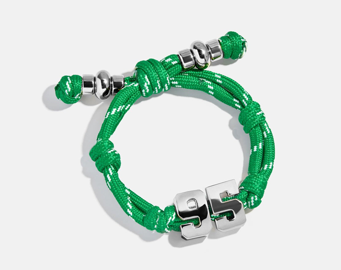 Knotty Varsity Number Custom Bracelet - Bright Green Double Digit