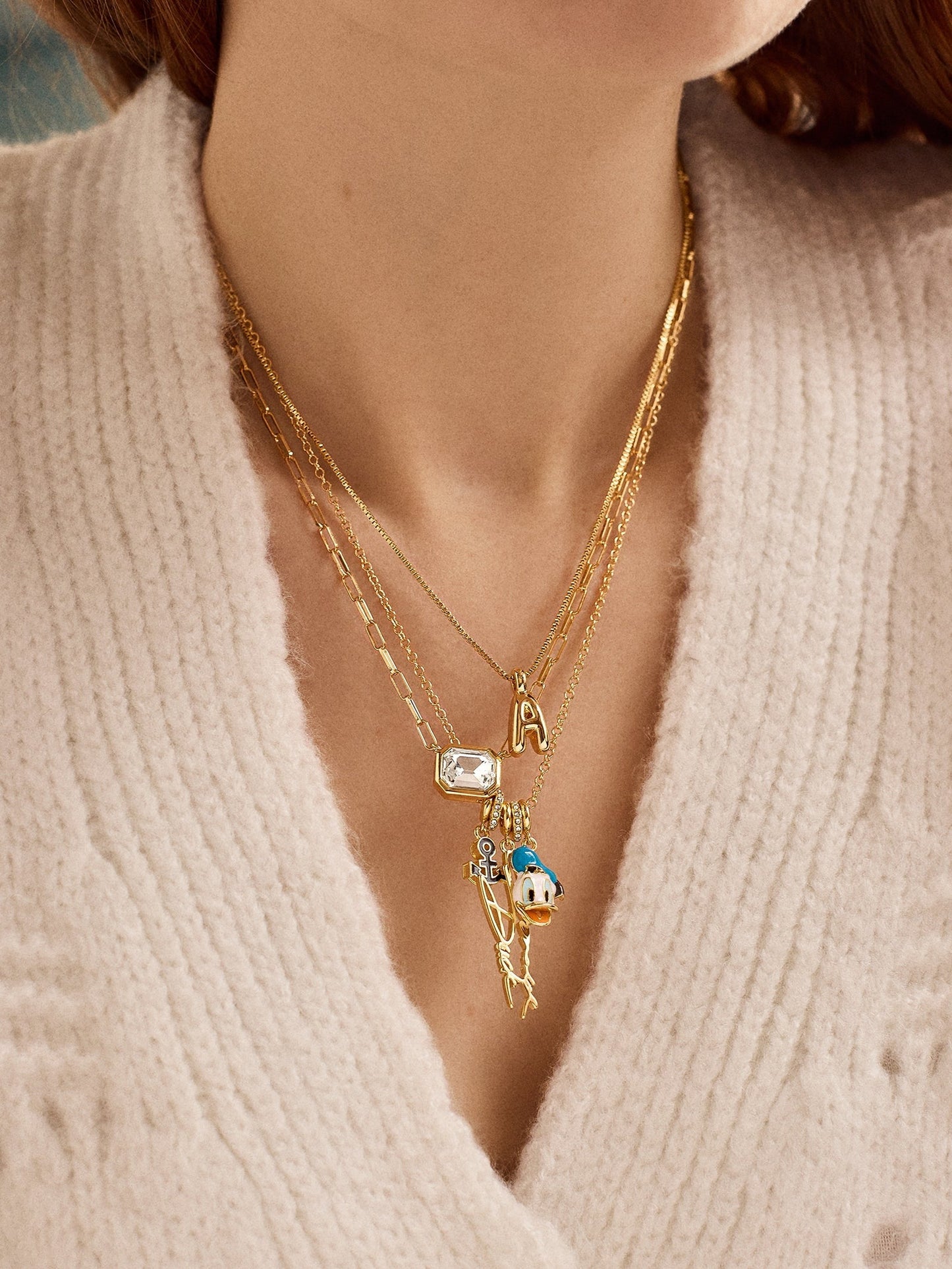 Disney Donald Duck Cluster Charm Necklace - Donald Duck