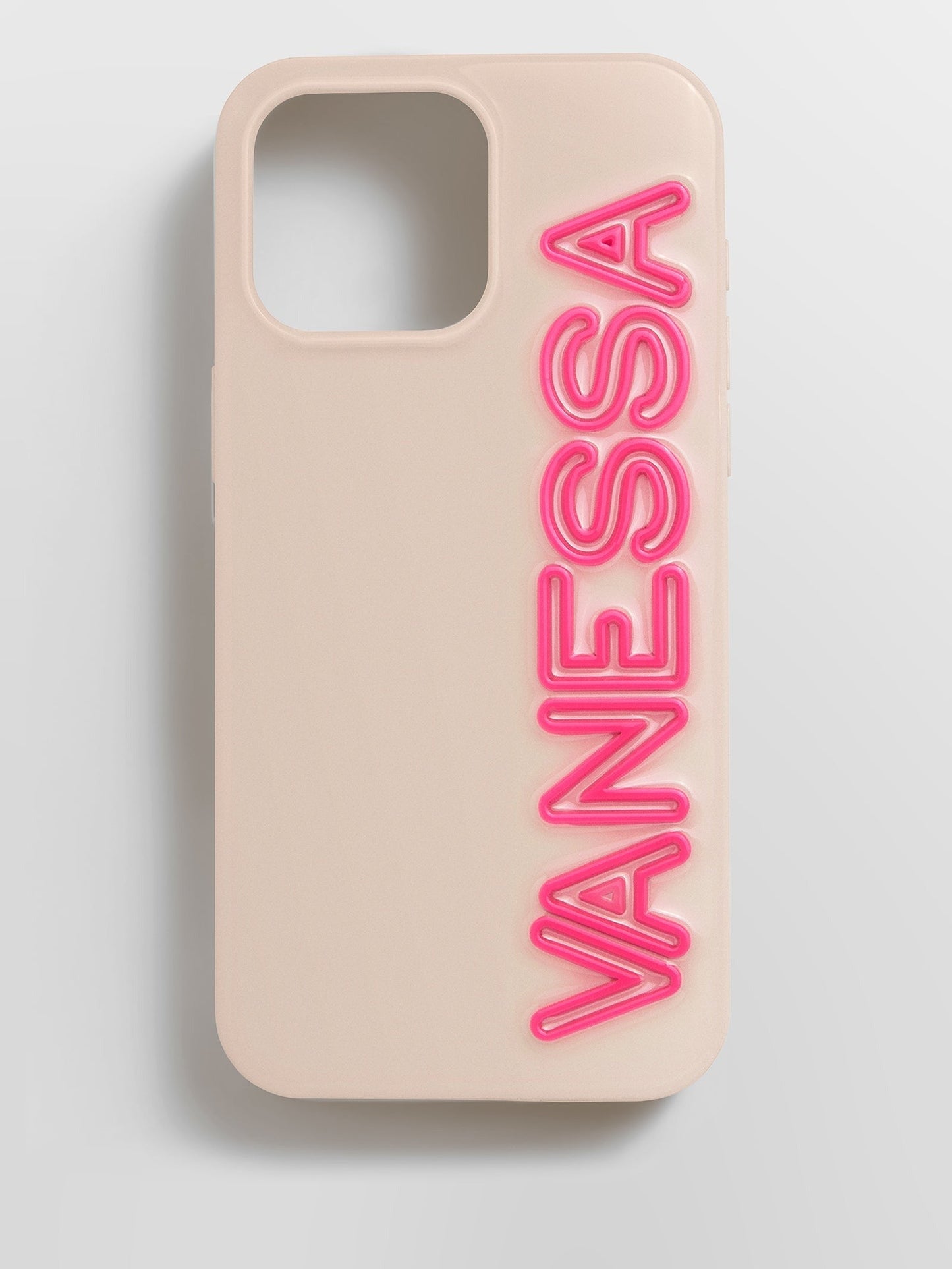 Fine Line Custom iPhone Case - Beige/Hot Pink