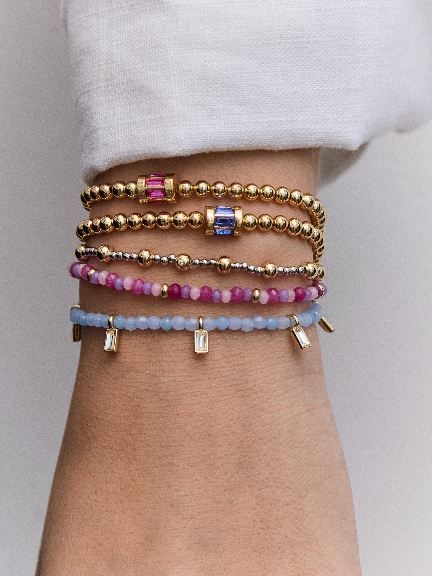 Tatum Baguette Pisa Bracelet - Blue Zircon