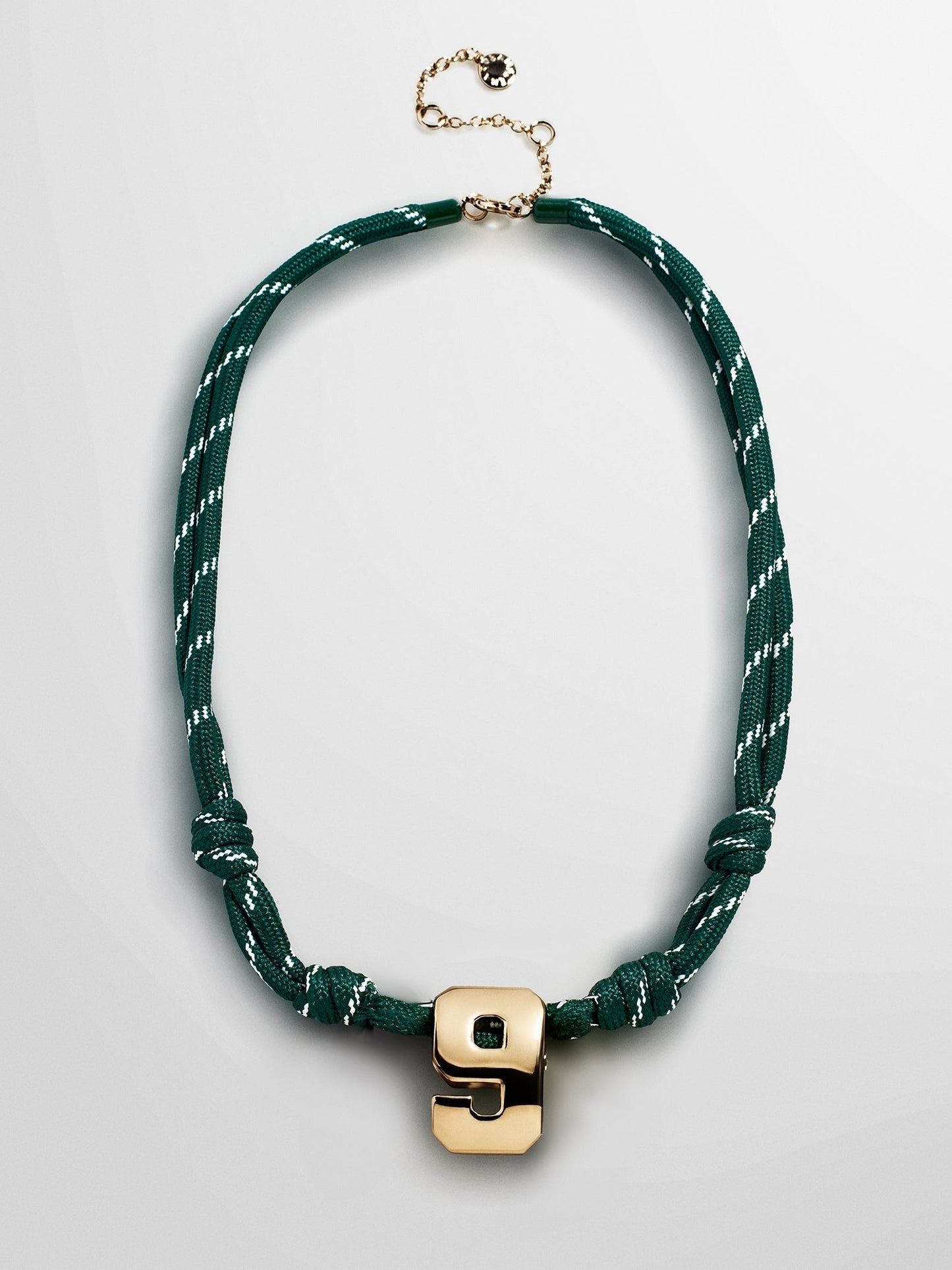 Knotty Varsity Custom Necklace - Dark Green Single Digit